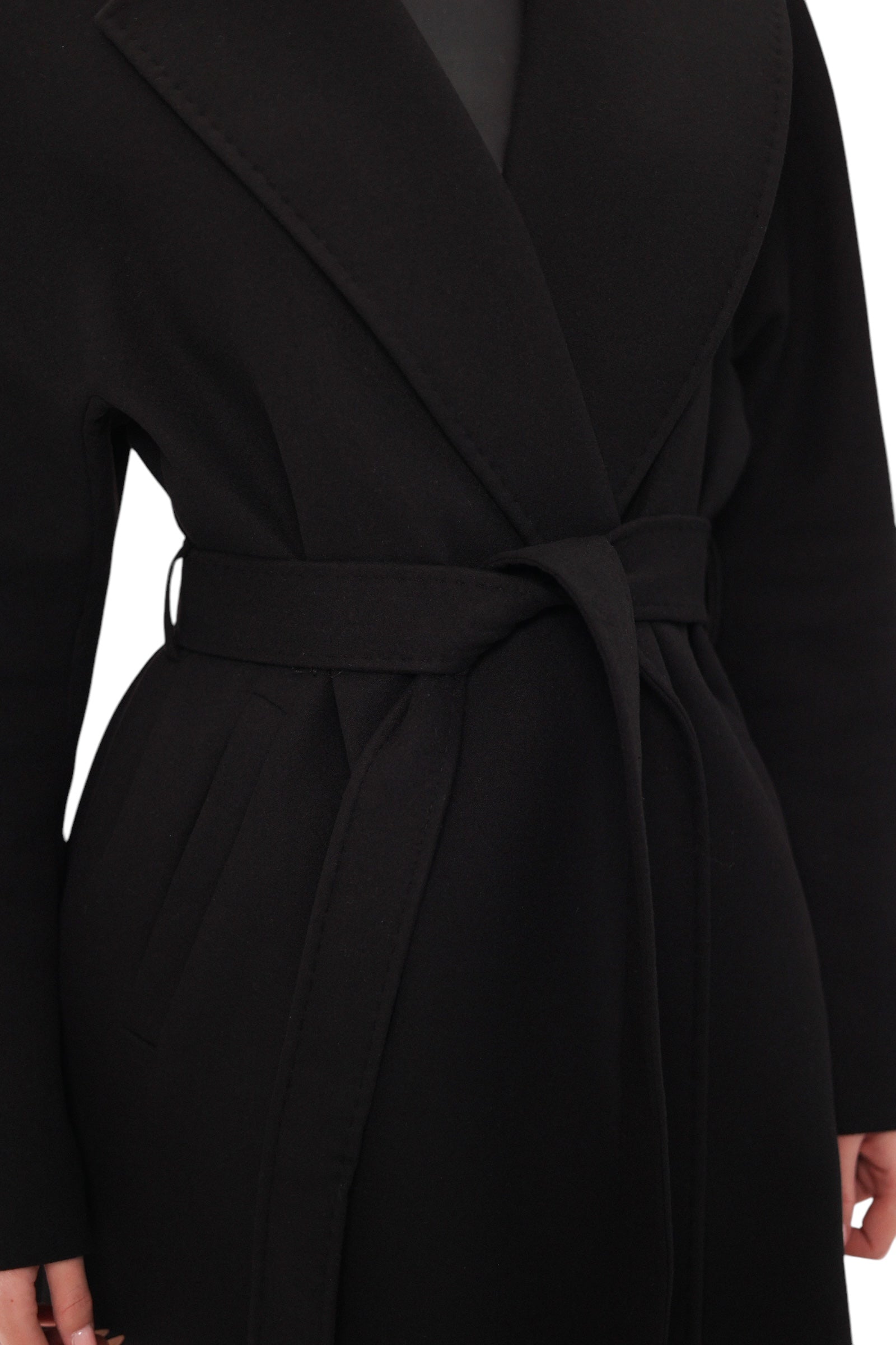 Cambridge Comfort Wraparound Wool Cashmere Coat in Black
