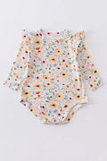 Mustard floral print bamboo girl bubble