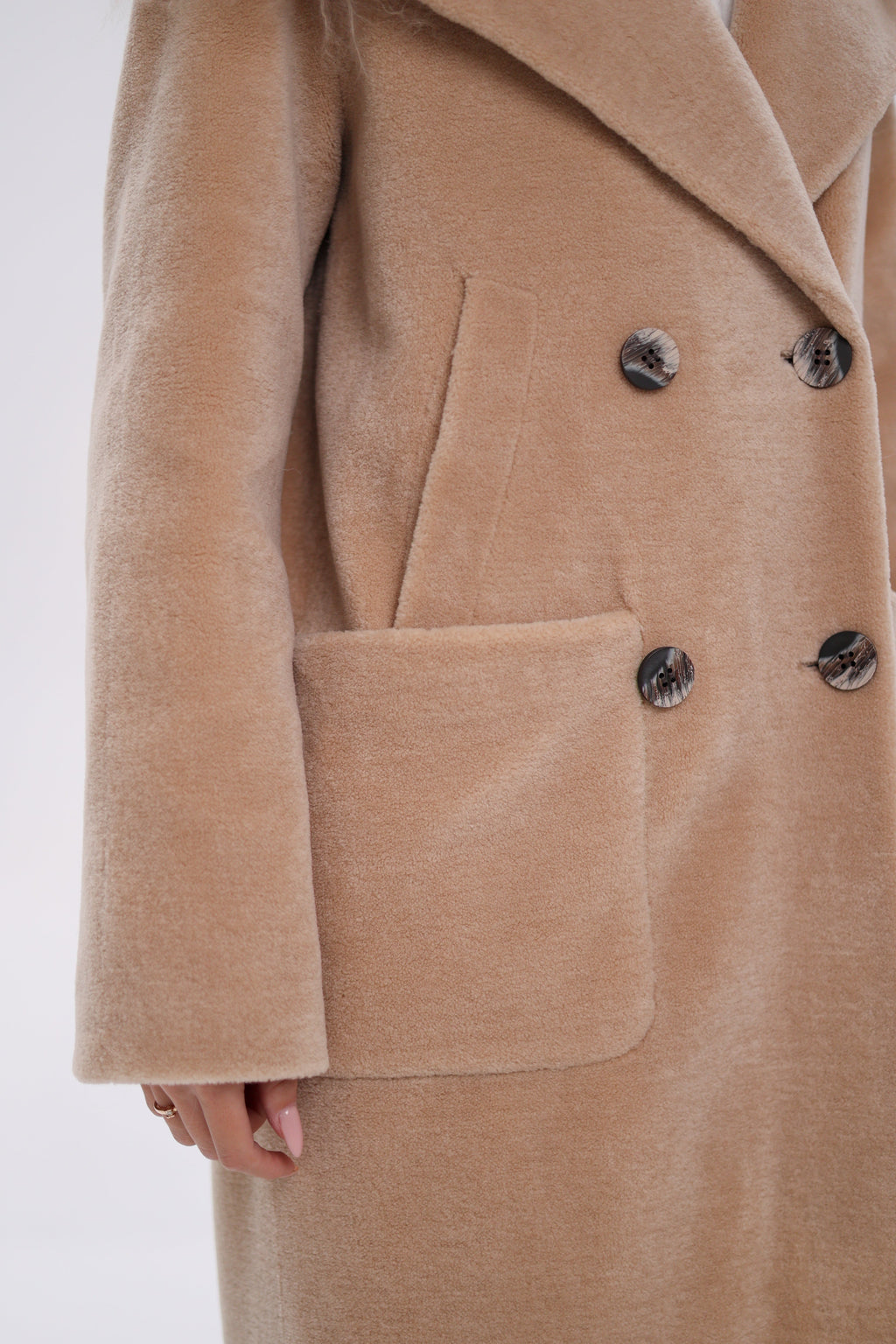 Genuine Lama Fur Virgin Wool Coat