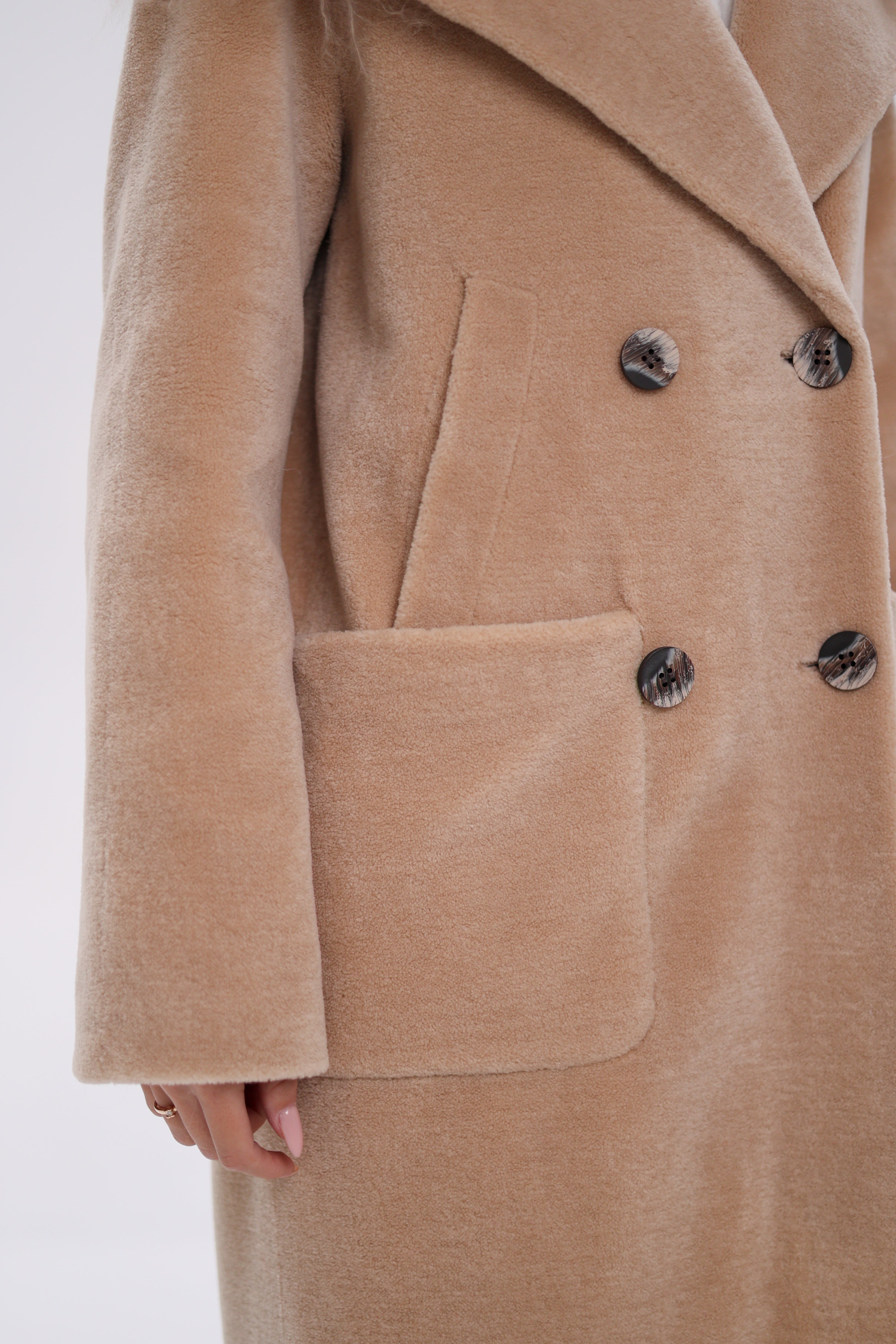 Genuine Lama Fur Virgin Wool Coat