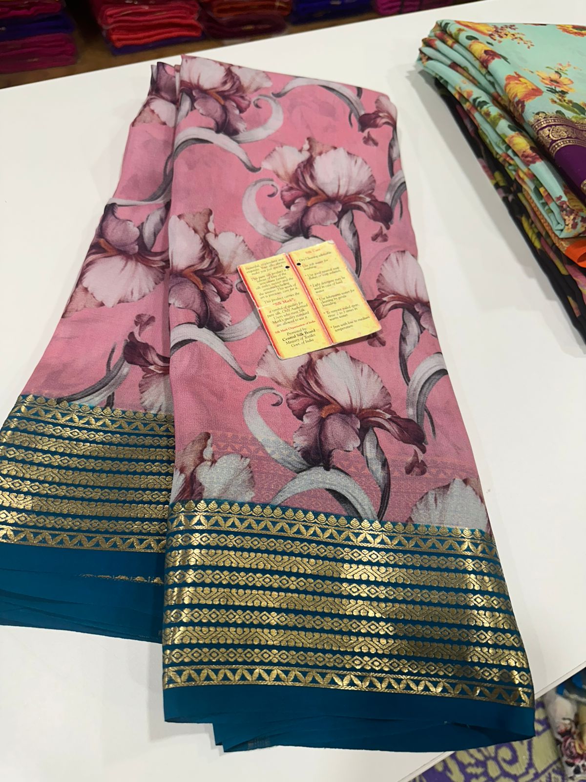 Digital Floral Print Mysoore Silk Saree