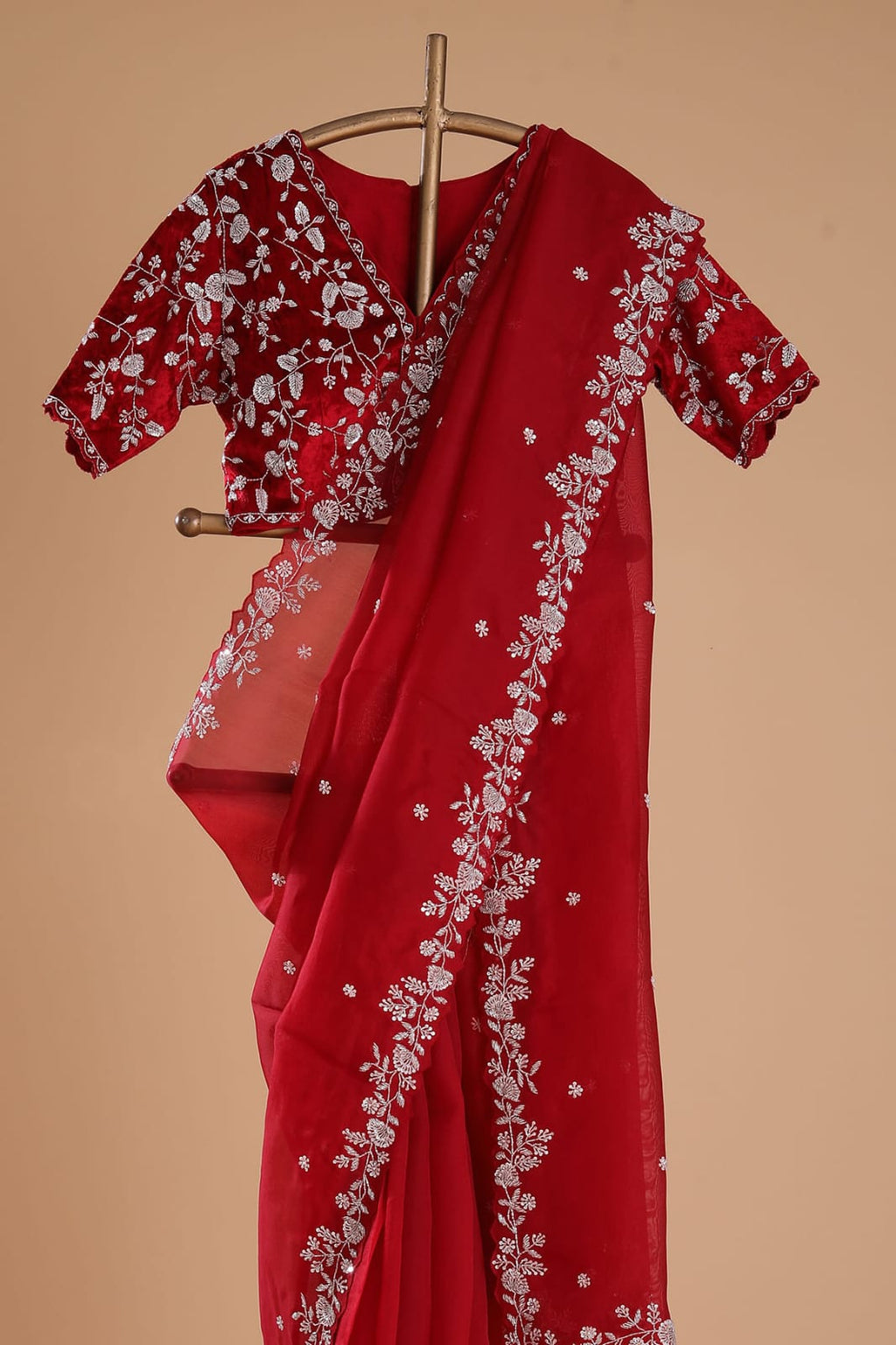 Designer Organza Silk Saree with Cutdana Handwork Border
