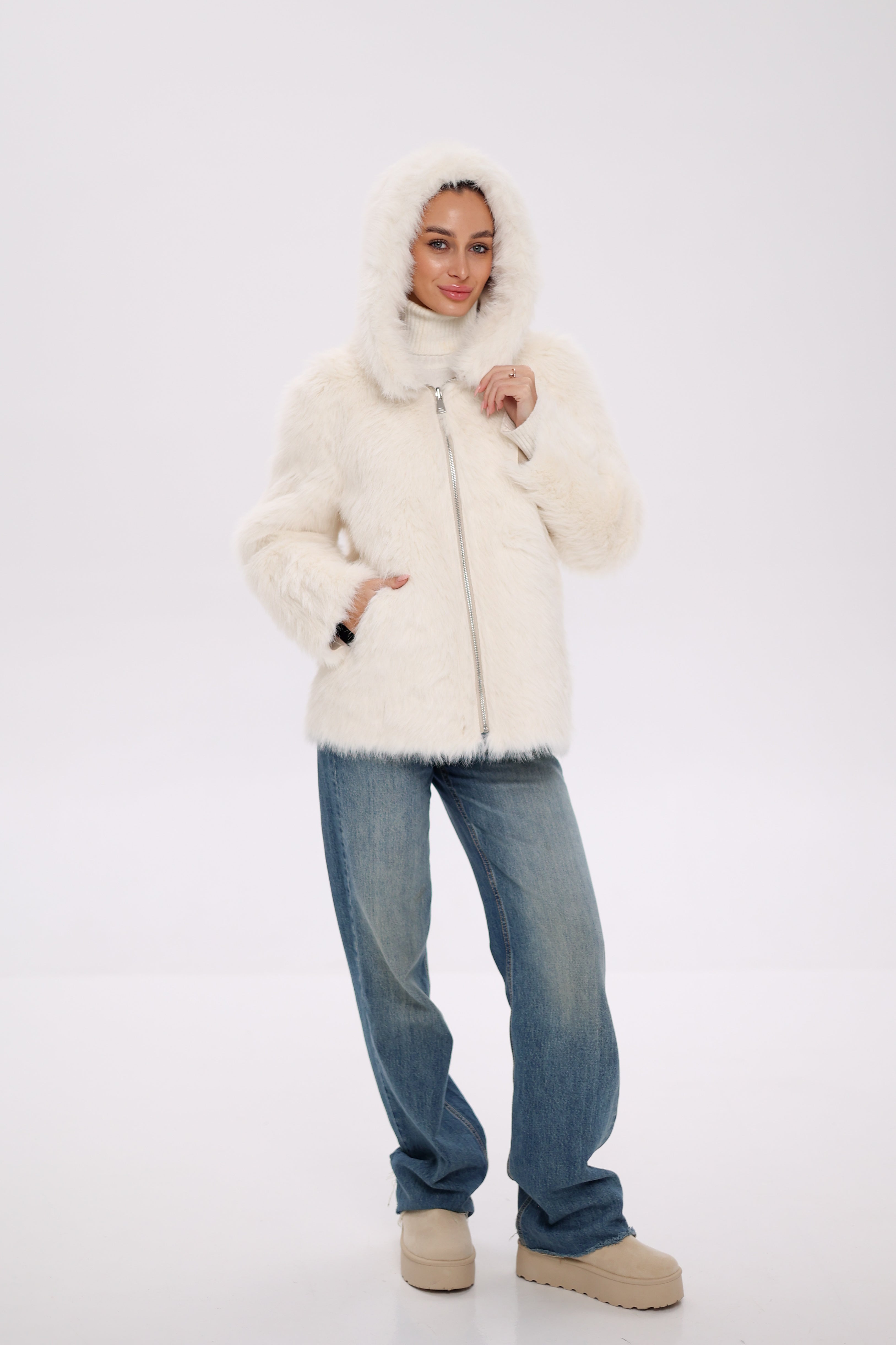 ⇆ Reversible Hooded Wool Blend Jacket
