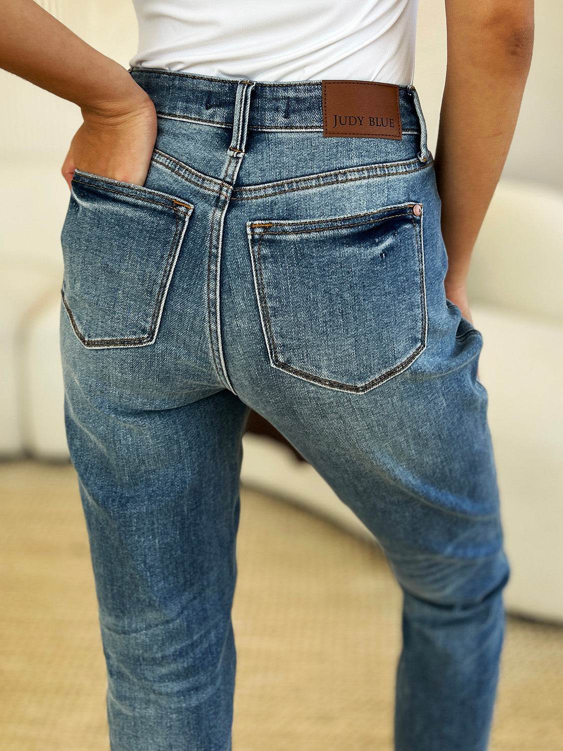 Judy Blue Full Size Mid Rise Rigid Magic Release Hem Women Jeans
