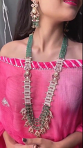Traditional Kundan Long Layered Necklace Set with Earrings