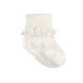 Frilly Non-Slip Stay-On Baby and Toddler Socks - Pearl White