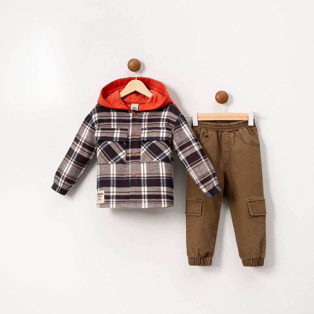 Hooded Plaid 2 Piece Set
