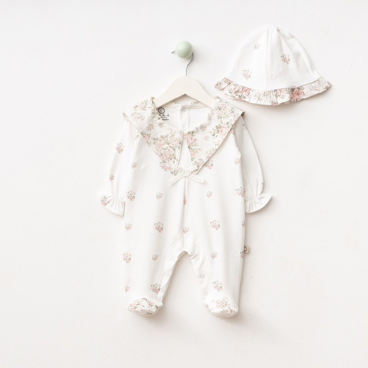 Ecru Romper-Hat Set