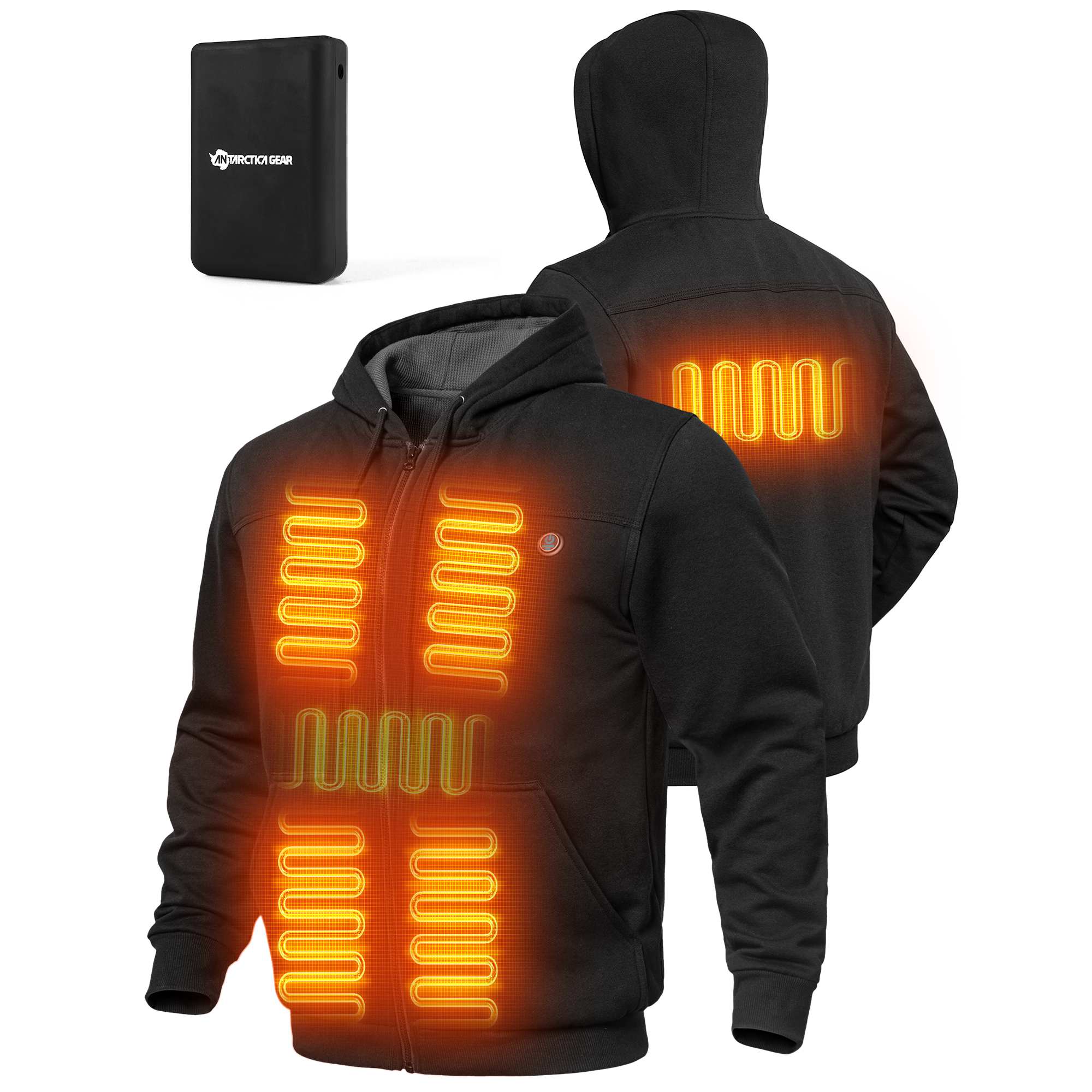 ANTARCTICA GEAR Heated Hoodie Sweater for Men with 12V 20000mAh Battery Pack