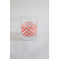 Checkered Cocktail Glass Set in Fun Colors with Small Imperfections