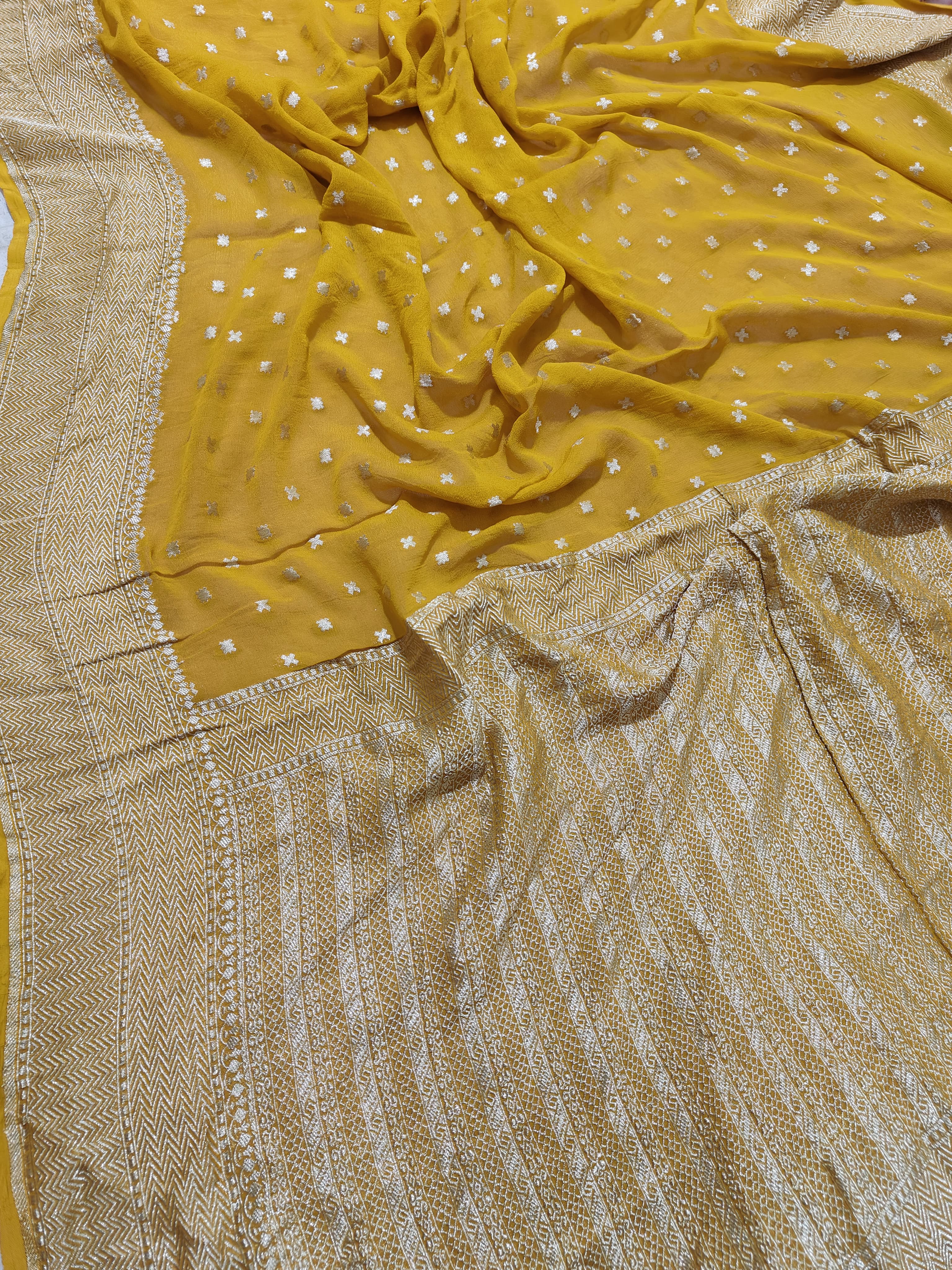 Beautiful Banarasi Lahariya Stripe Designer Khaddi Chiffon Saree