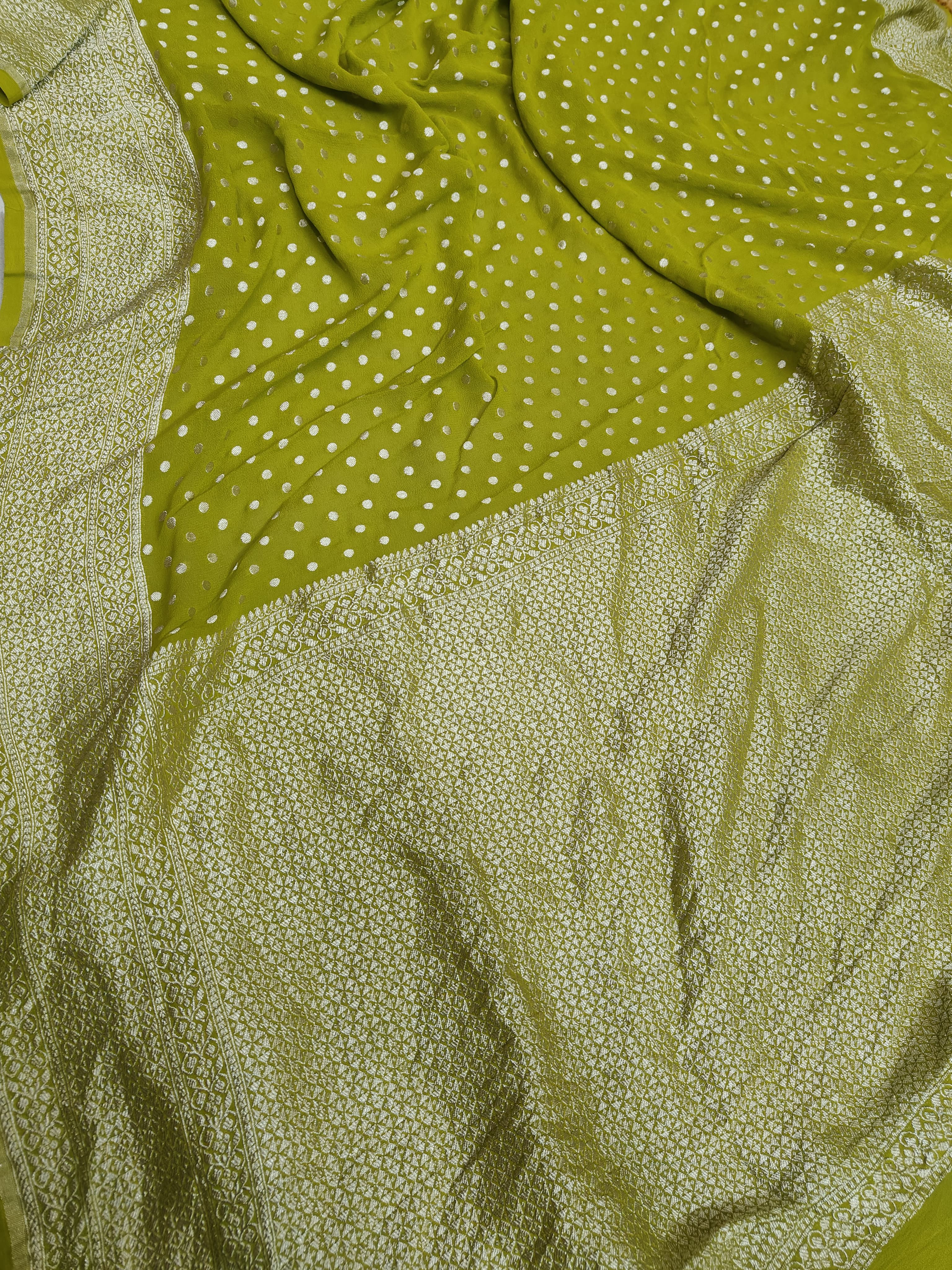 Beautiful Banarasi Lahariya Stripe Designer Khaddi Chiffon Saree