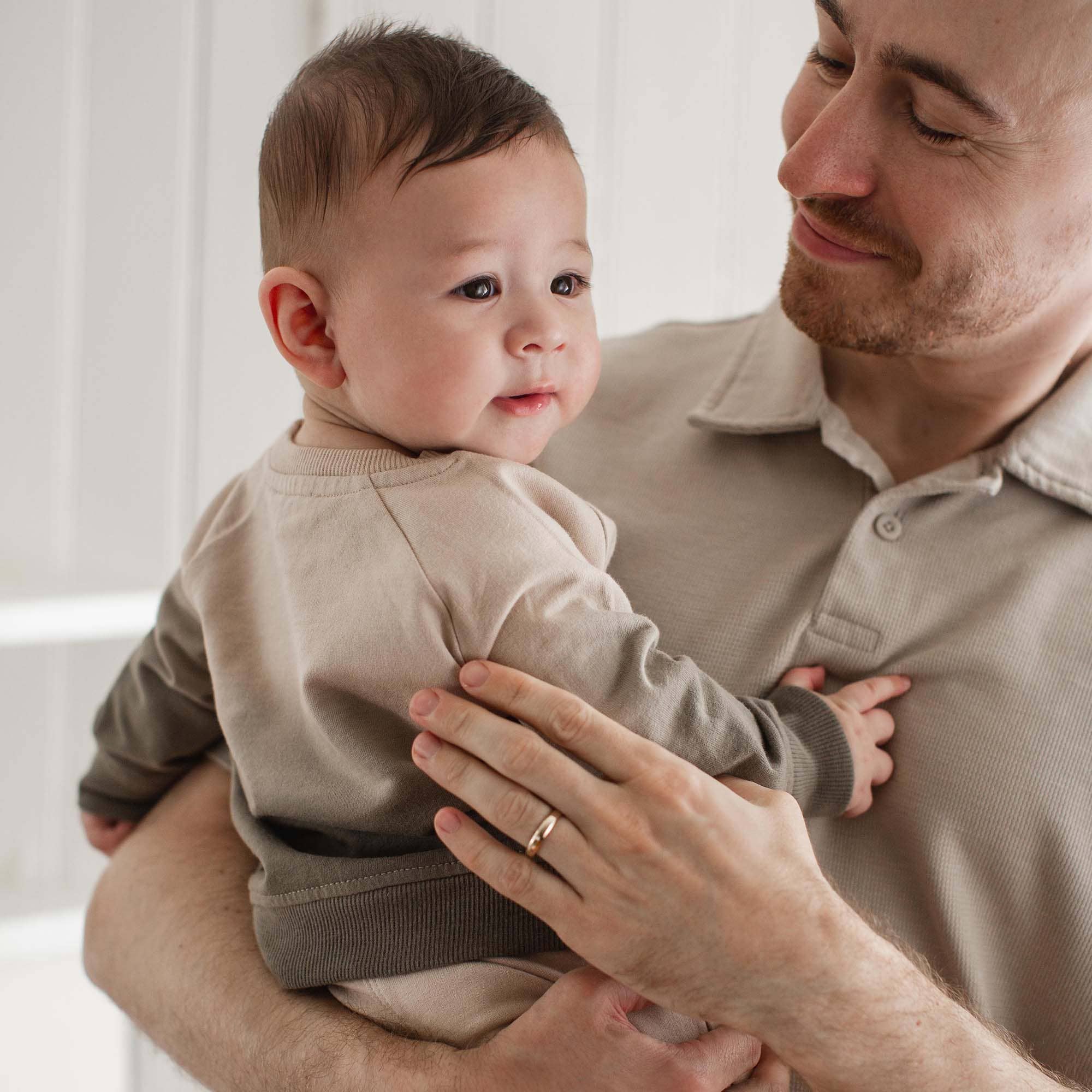 Dip Dye Infant Sweatshirt Set: Soft Mocha