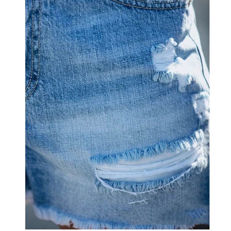 Fringed Denim Women Shorts Ripped Stitching Ladies Jeans Shorts