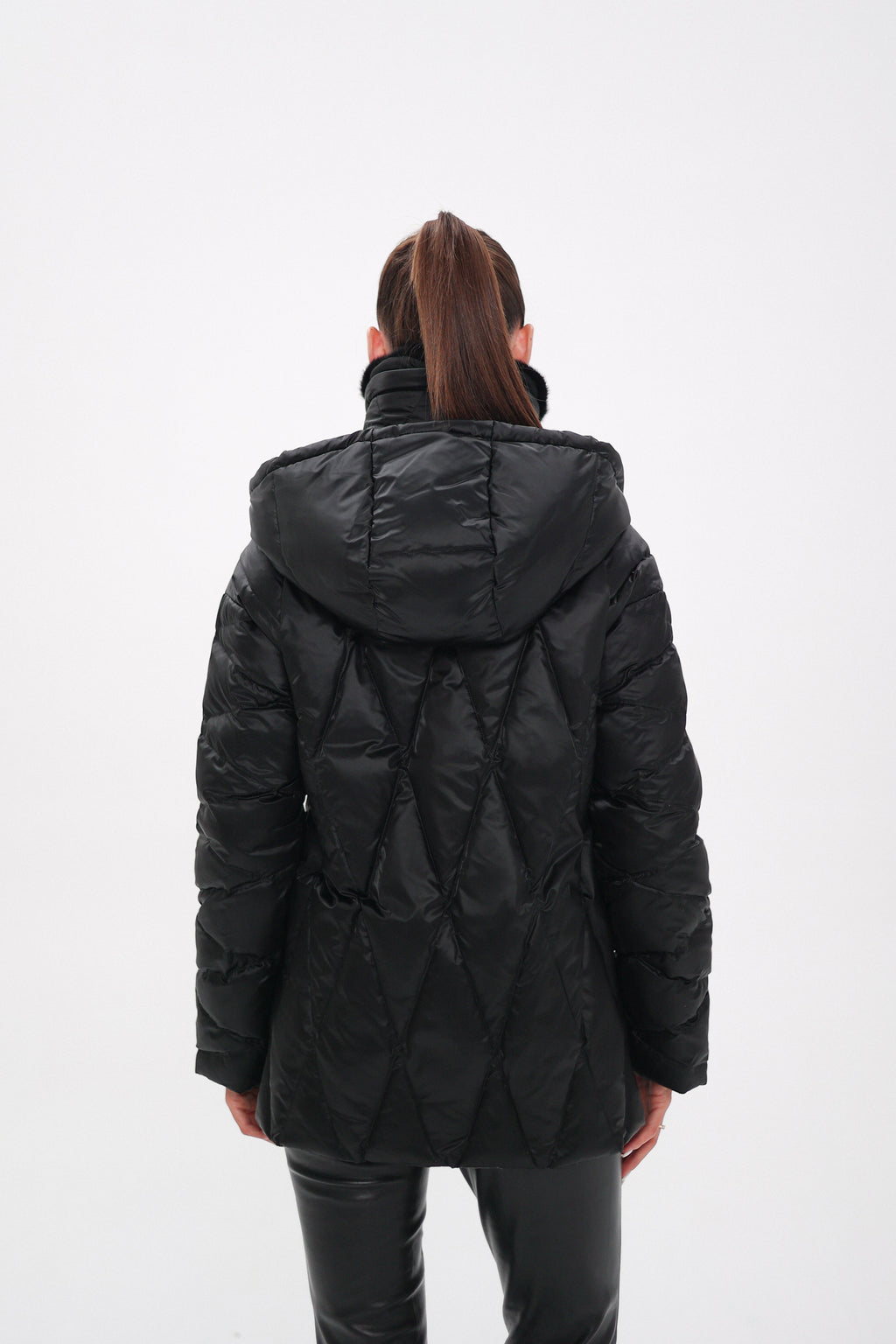Genuine Mink Fur Trim Down Coat