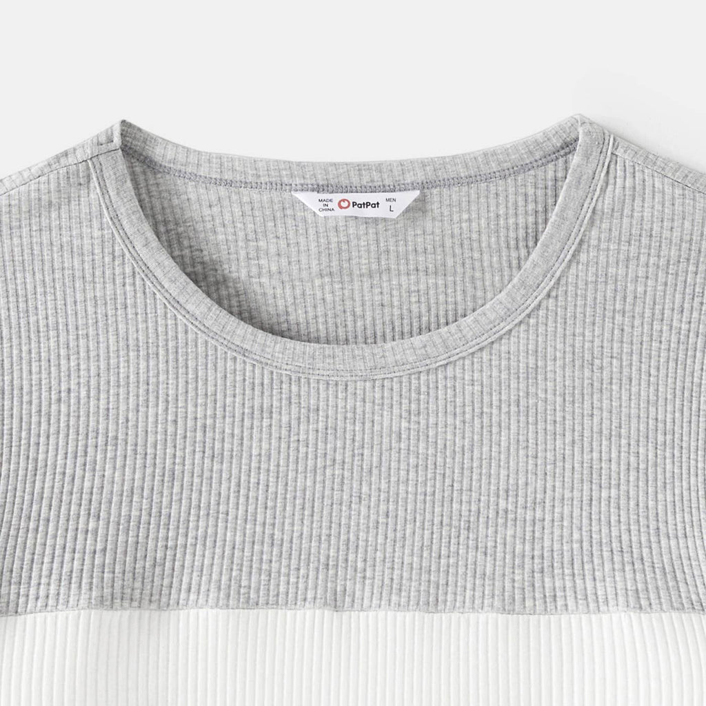 Family Matching Color-Block Tops and Flutter Dresses Sets: Burgundy