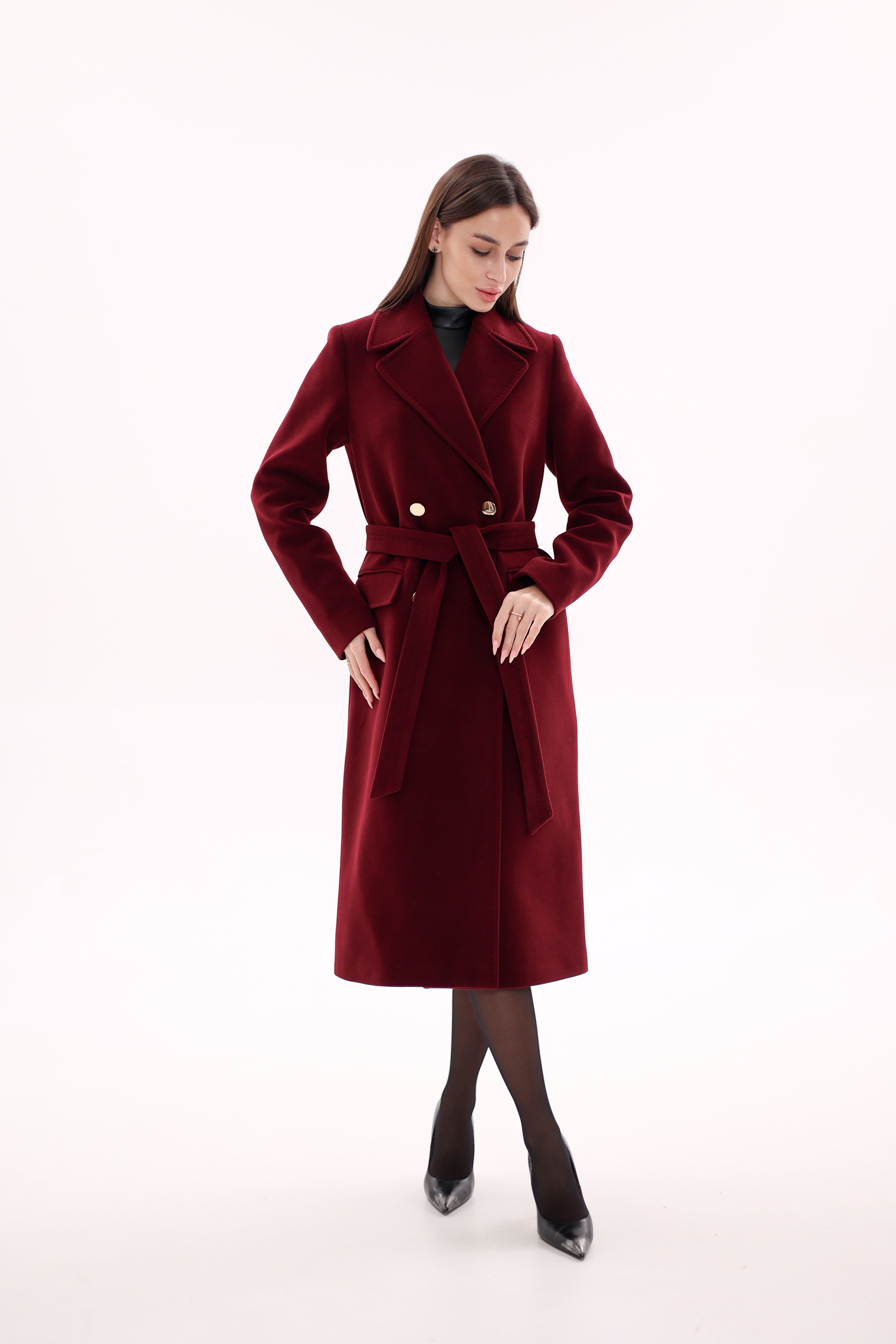 Denise Cashmere Blend Overcoat in Bordeaux