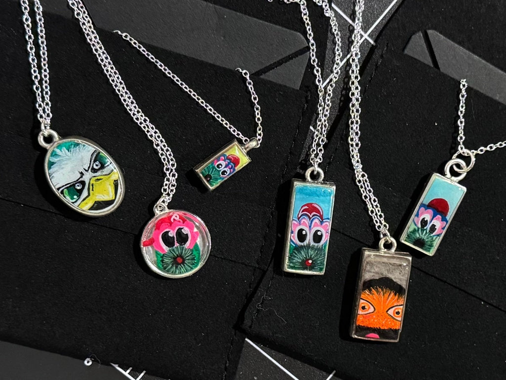 Baby Peeking Phanatic | Hand-Painted Pendant Necklace