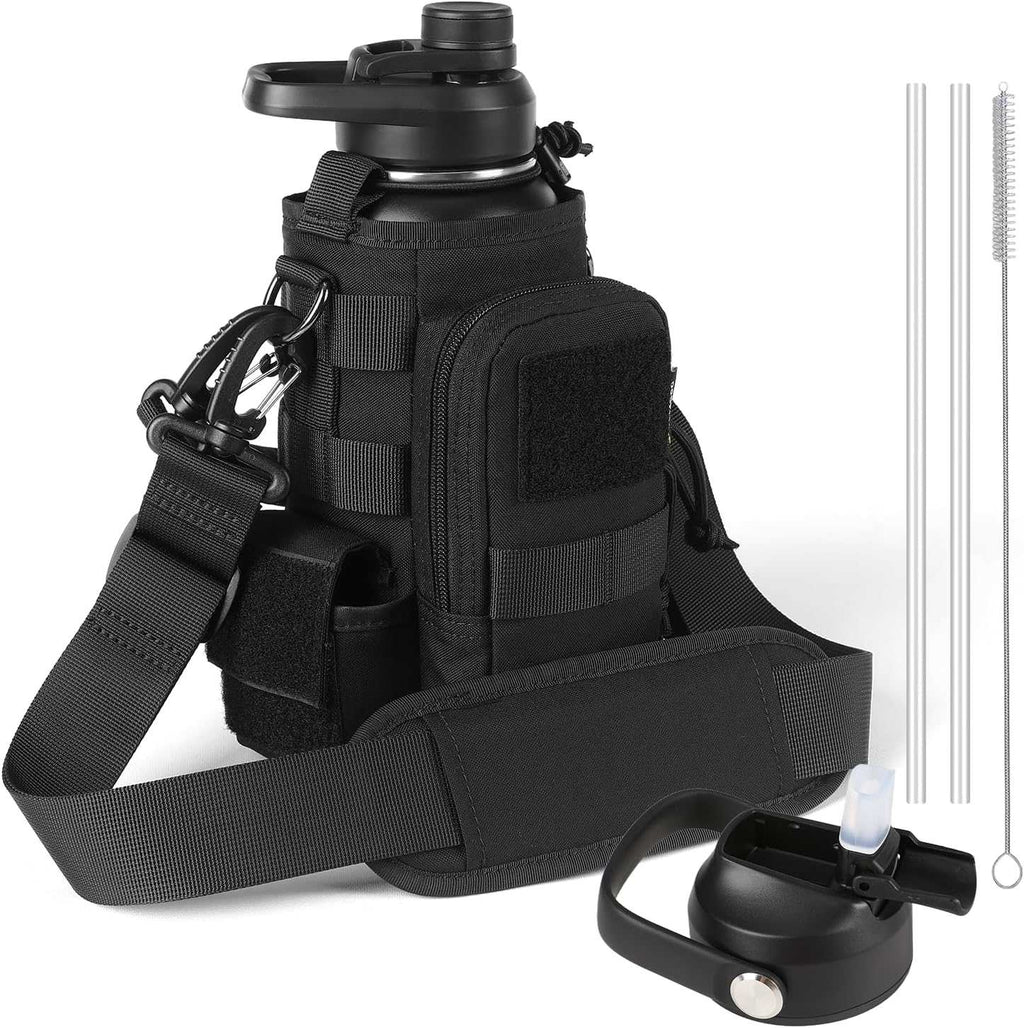 Votagoo 64Oz Half Gallon Stainless Steel Insulated Tactical Water Bottle with Metal Military Water Bottle Tactical Carrier Bag