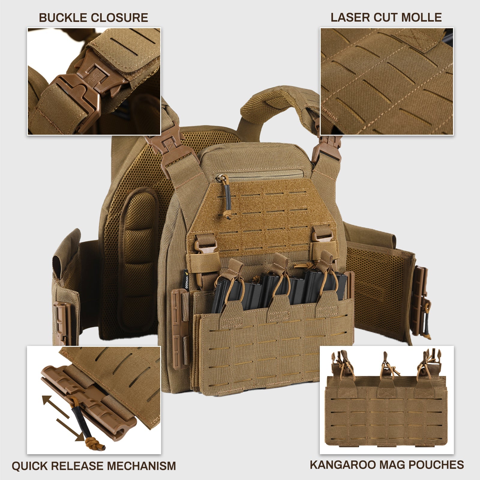 Votagoo 1000D Nylon Military Vest Quick Release Y014 Tactical Vest