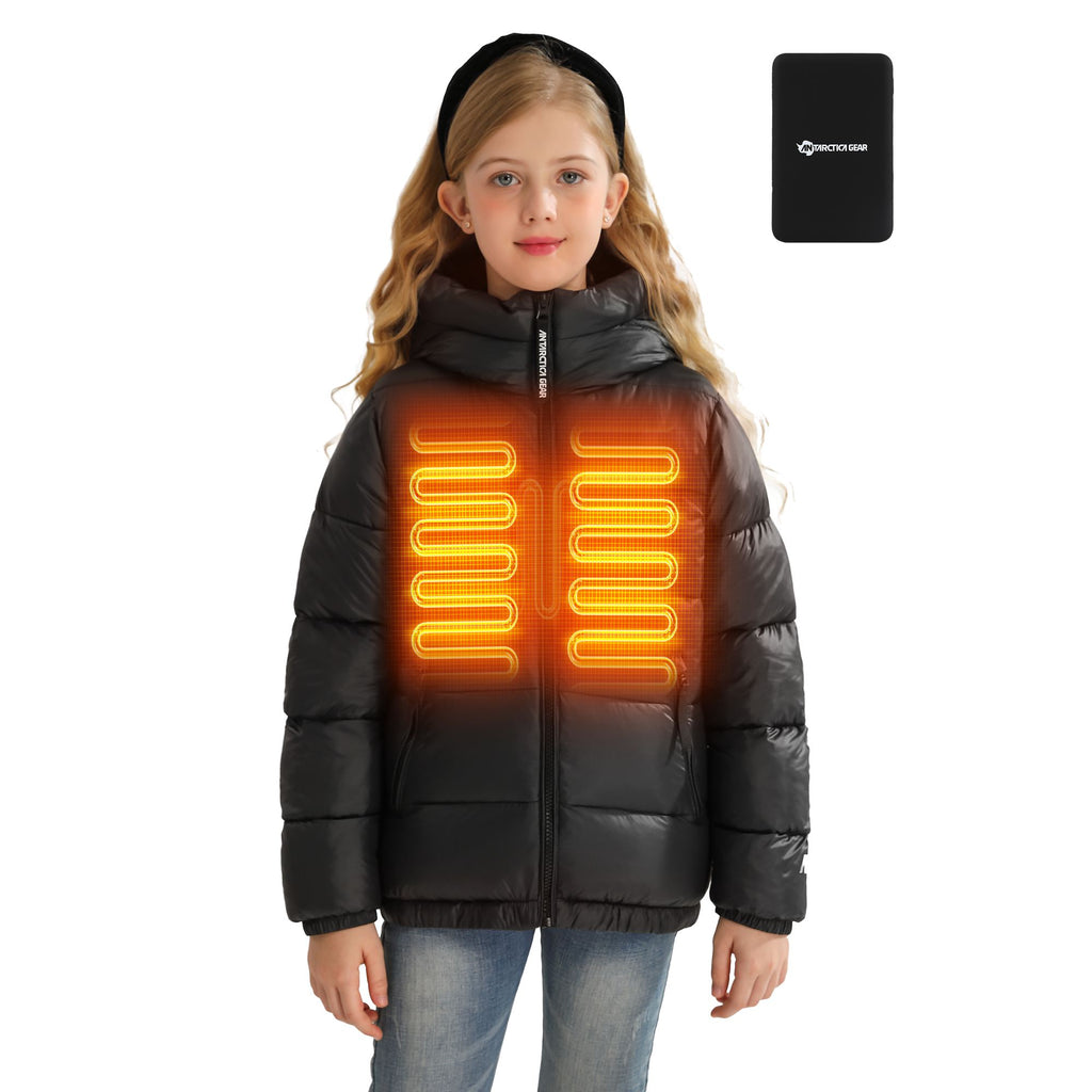 Antarctica Gear Kid Heated Jacket with 12V/5A 10000 mAh Battery Pack Winter Coat for Boys Girls Heated Coat