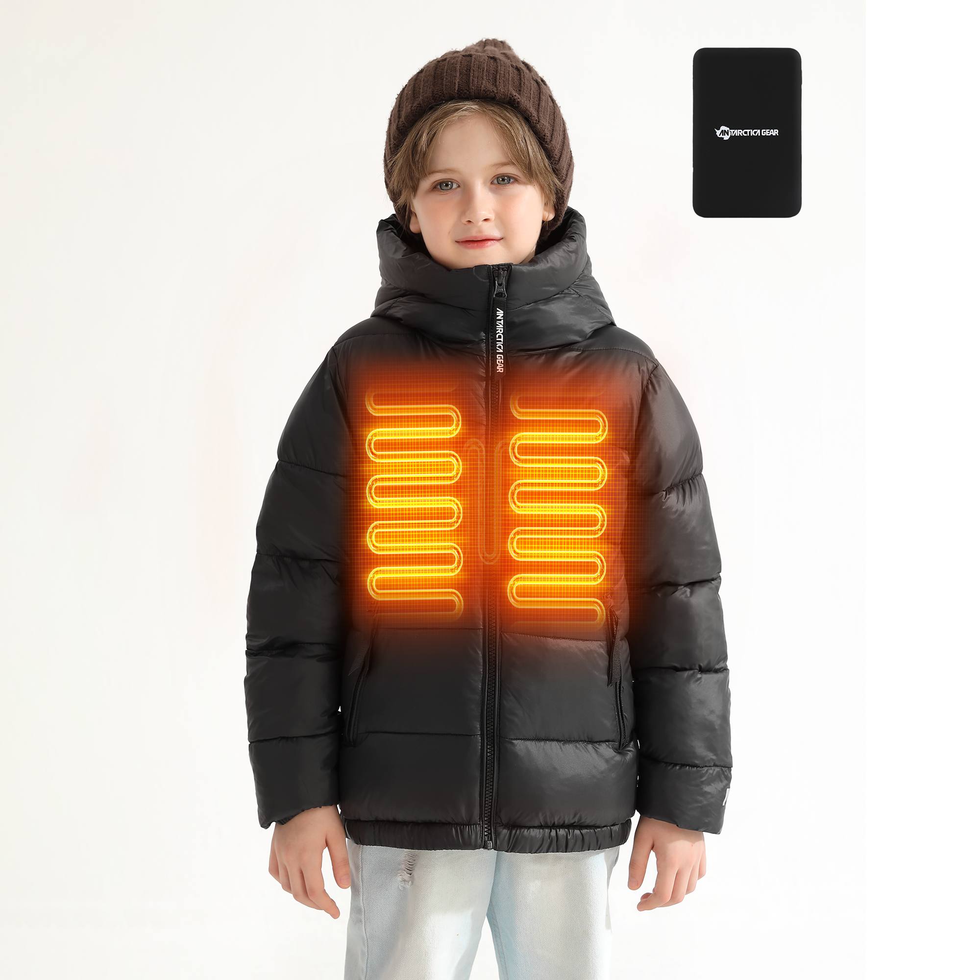 Antarctica Gear Kid Heated Jacket with 12V/5A 10000 mAh Battery Pack Winter Coat for Boys Girls Heated Coat