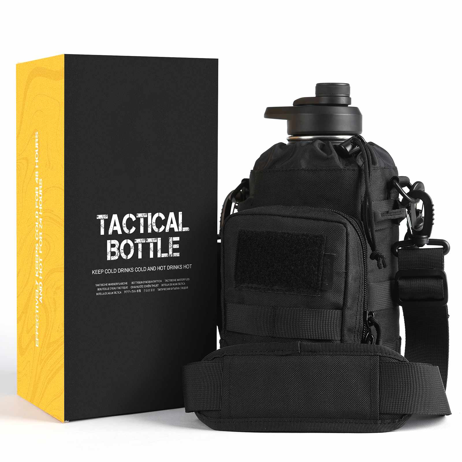 Votagoo 64Oz Half Gallon Stainless Steel Insulated Tactical Water Bottle with Metal Military Water Bottle Tactical Carrier Bag