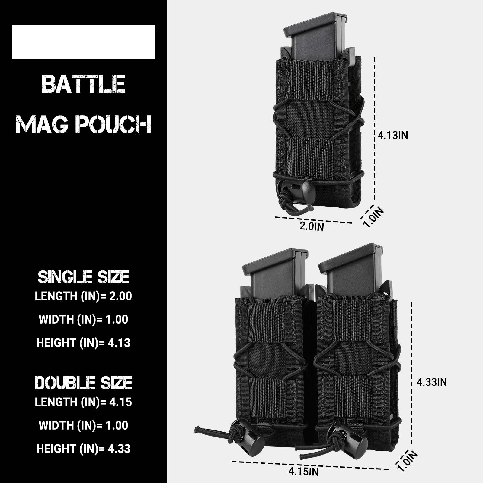 Votagoo Molle Mag Pouch 9mm/.40 Caliber Single/Dual Stack Adjustable Mag Pouch