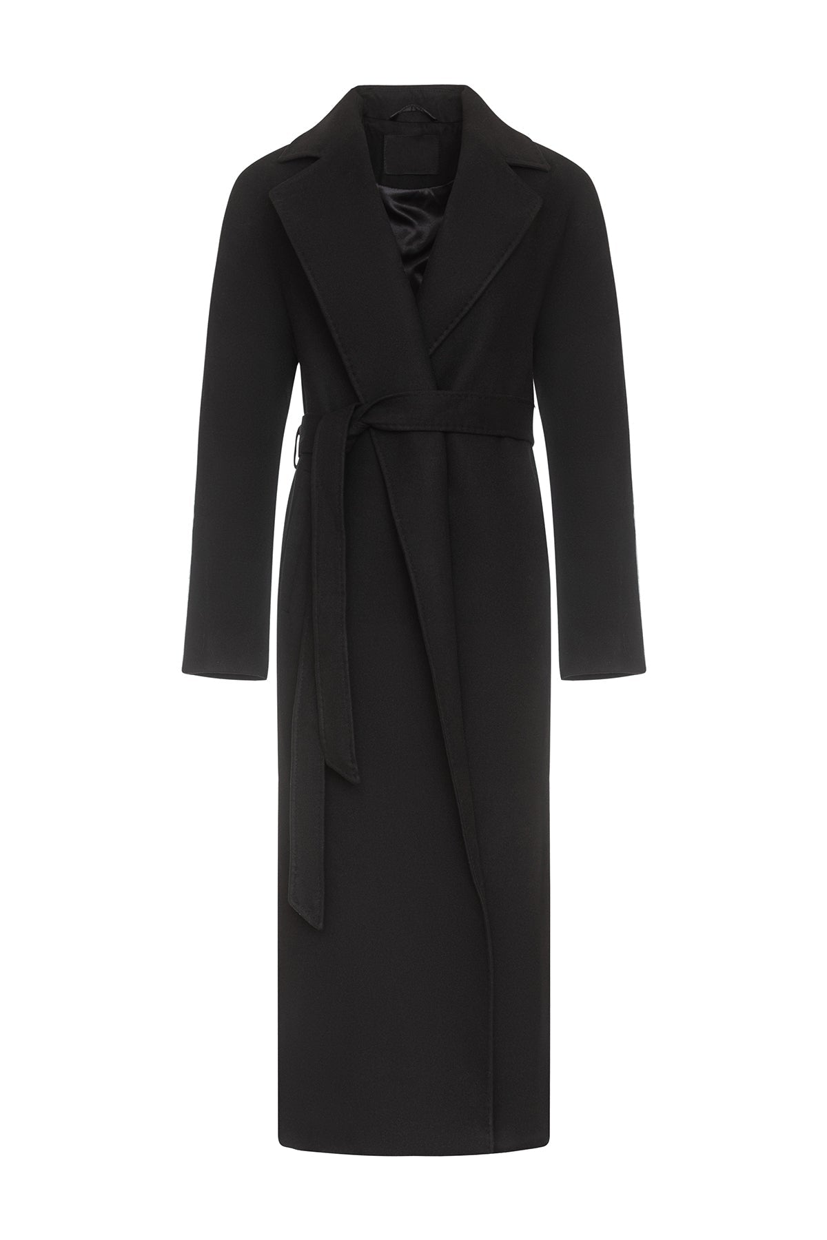 Cambridge Comfort Wraparound Wool Cashmere Coat in Black
