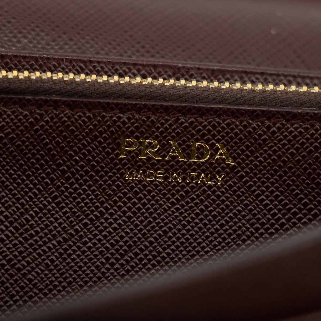 Prada Bordeaux Saffiano Leather Long Wallet #2467