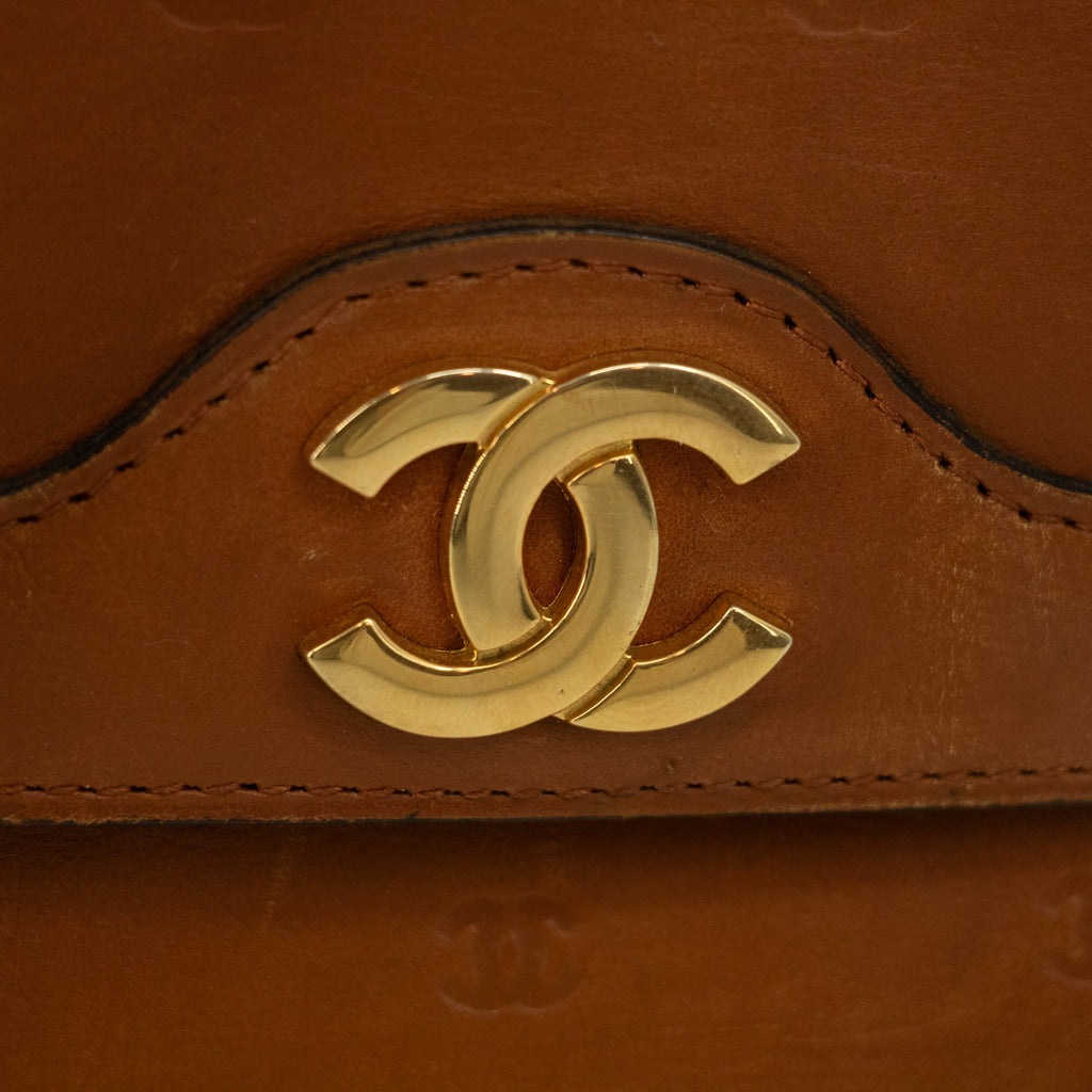 Chanel Vintage CC Brown Leather Shoulder Bag  #2537