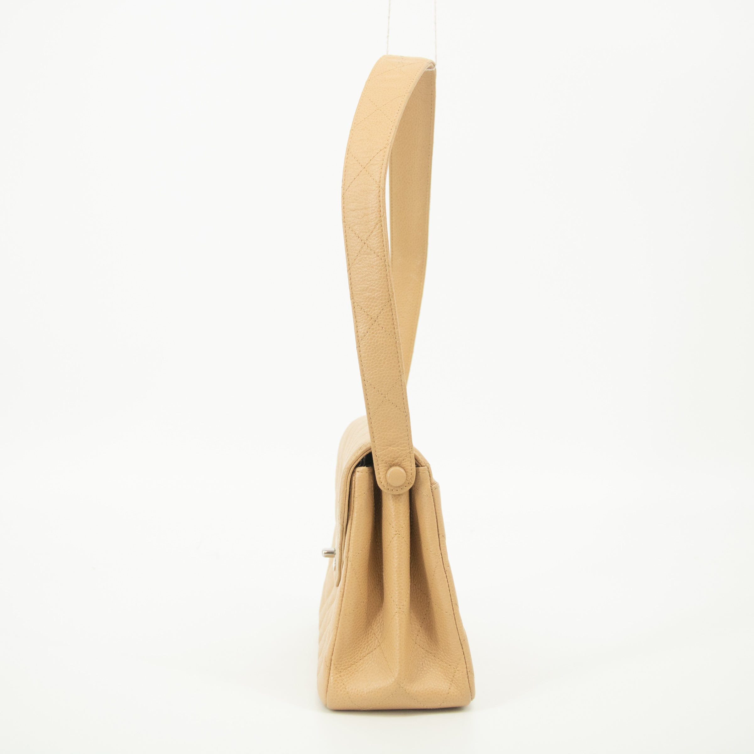 Chanel Caviar Skin One Shoulder Quilted Shoulder Bag Silver Fittings #2544