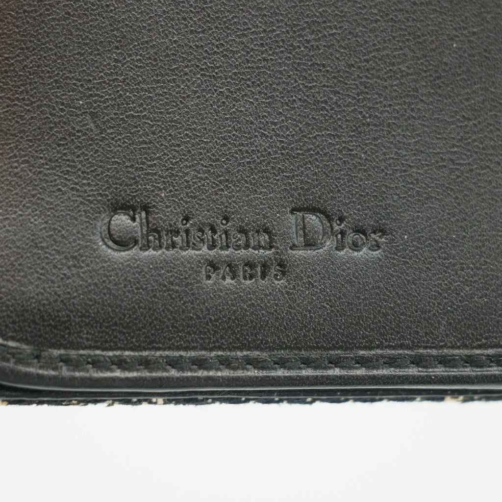 Christian Dior Black Trotter Saddle Canvas x Leather Double Hook Long Wallet #2637