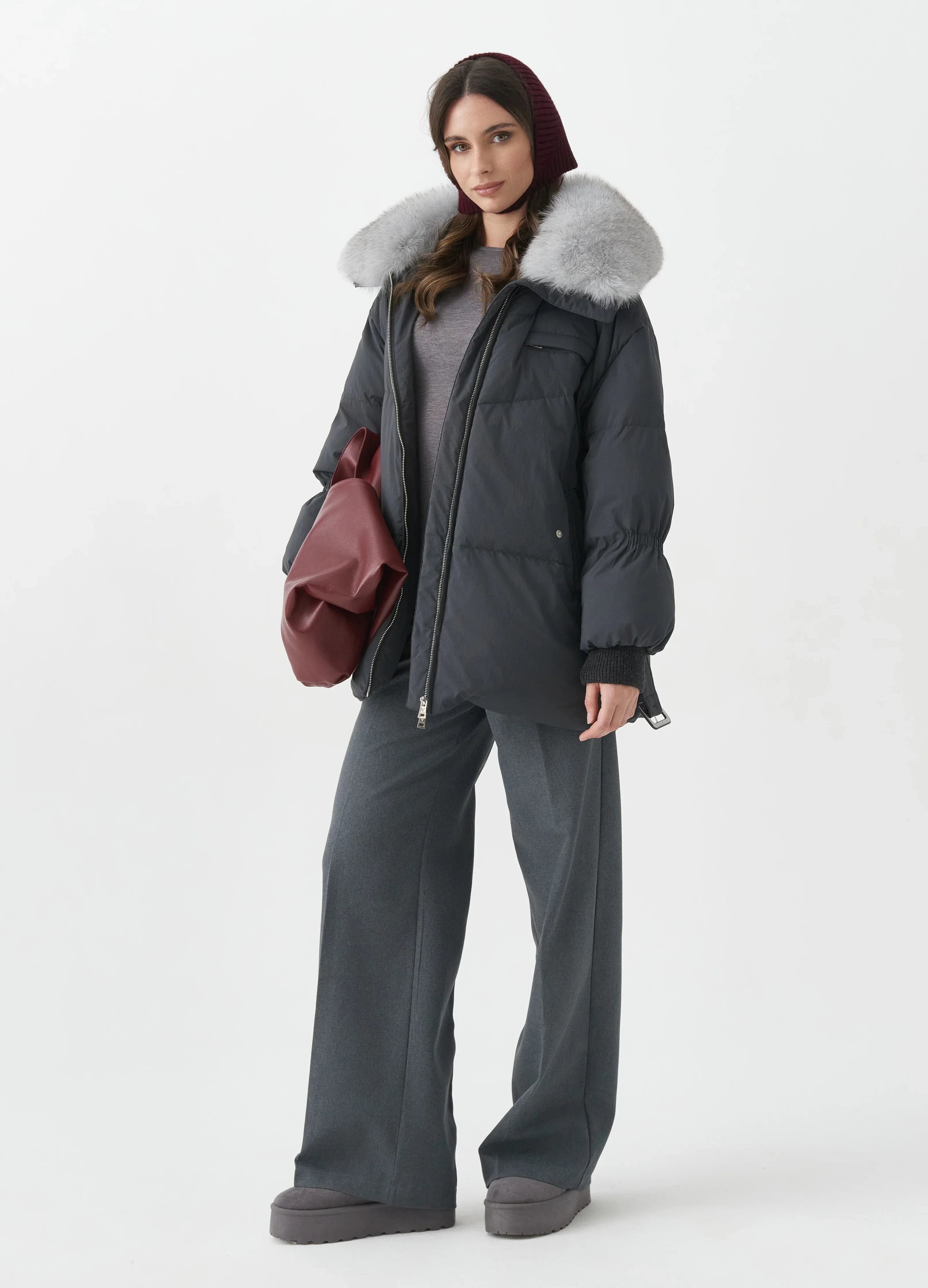 Genuine Blue Fox Down Fill Coat