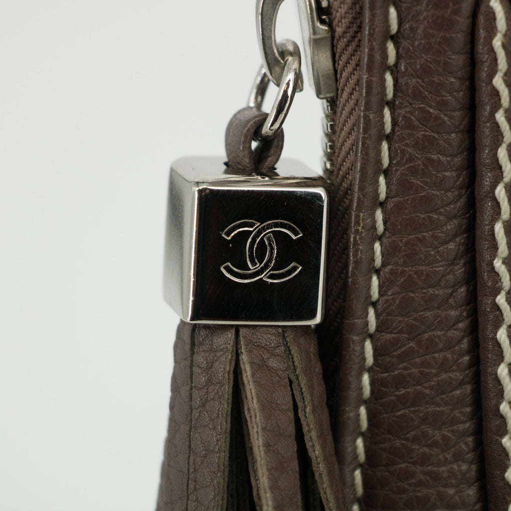 Chanel LAX Grained Leather Tassel Handle Bag Grey 8 Series #2820