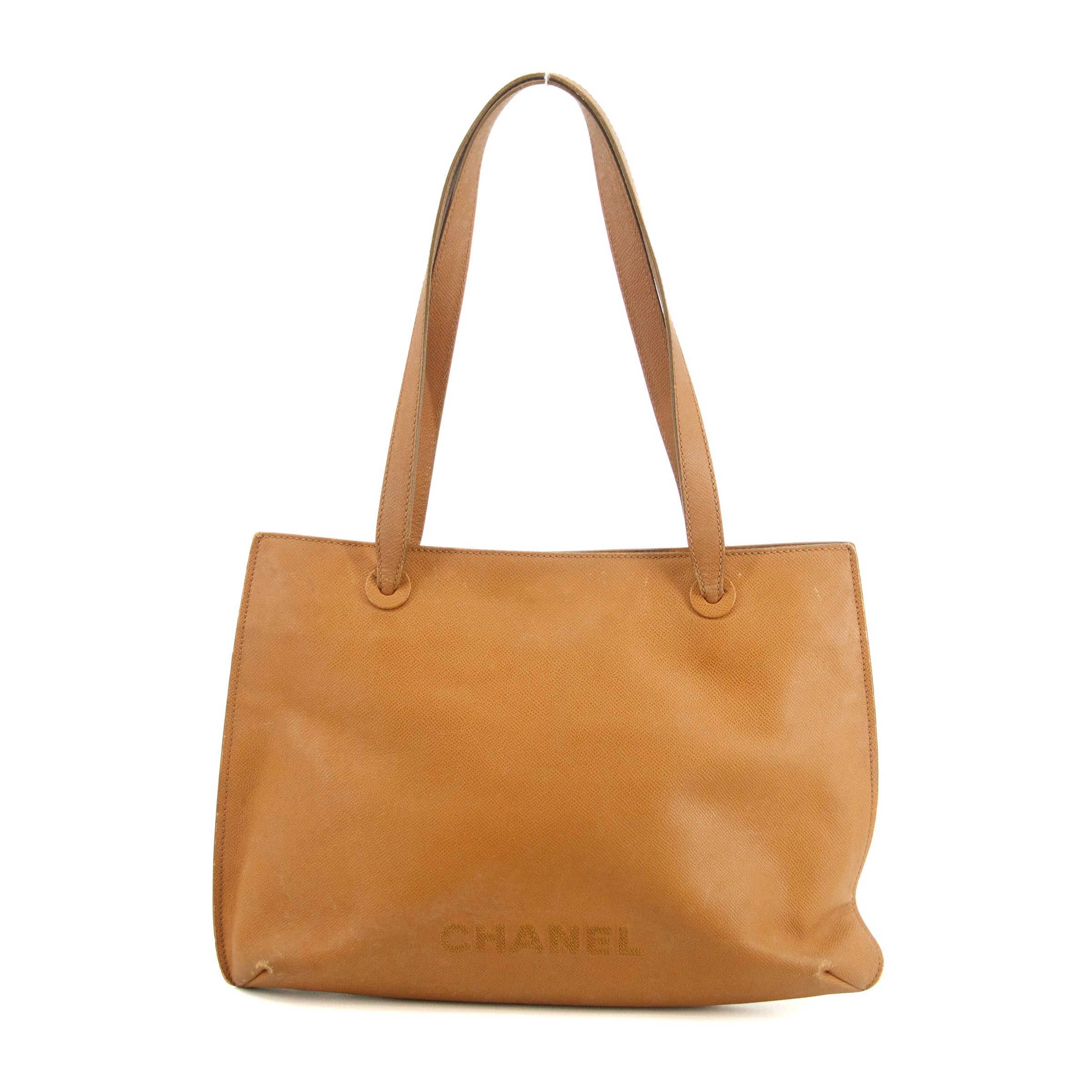 Chanel Logo Caviar Tote Tan Leather Bag  #2996