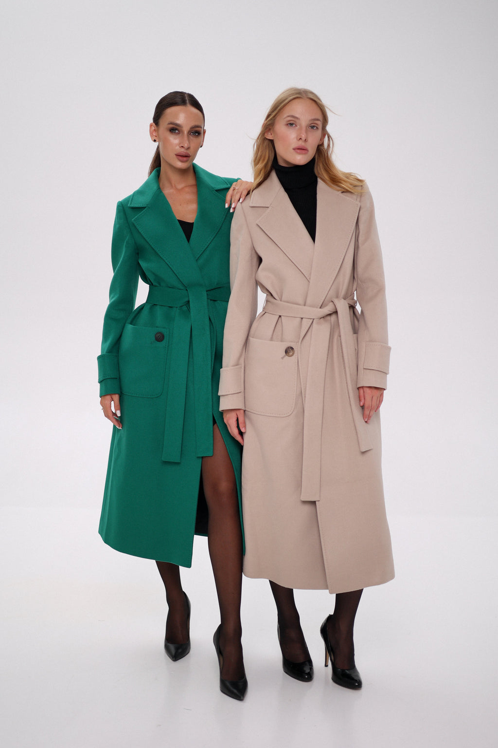 Eliza Classic Cashmere Wool Blend Overcoat in Nude