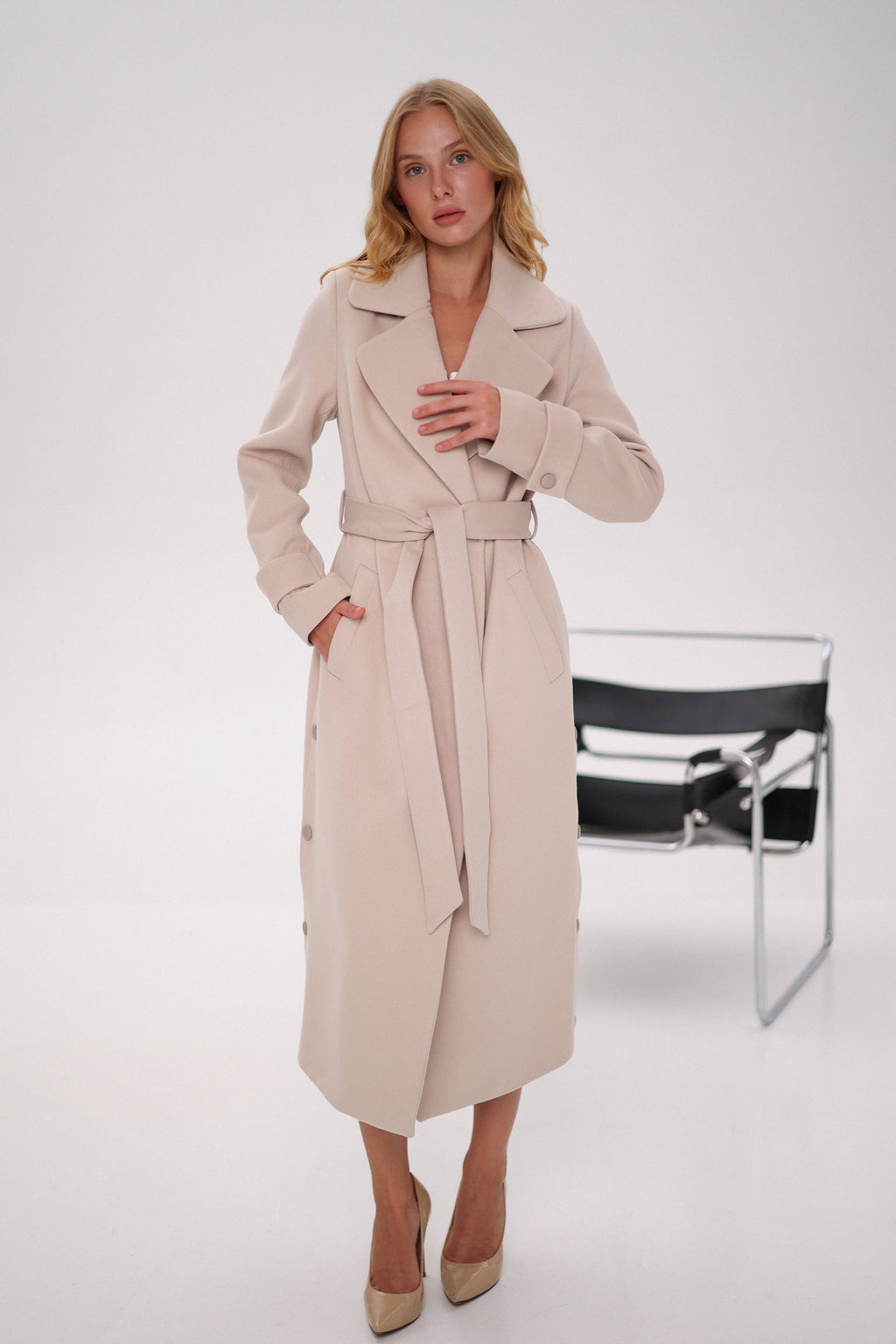 Camille Cashmere Blend Coat in Beige
