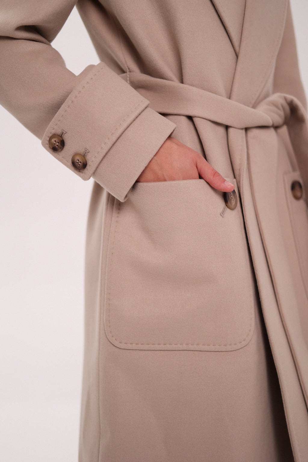 Eliza Classic Cashmere Wool Blend Overcoat in Nude
