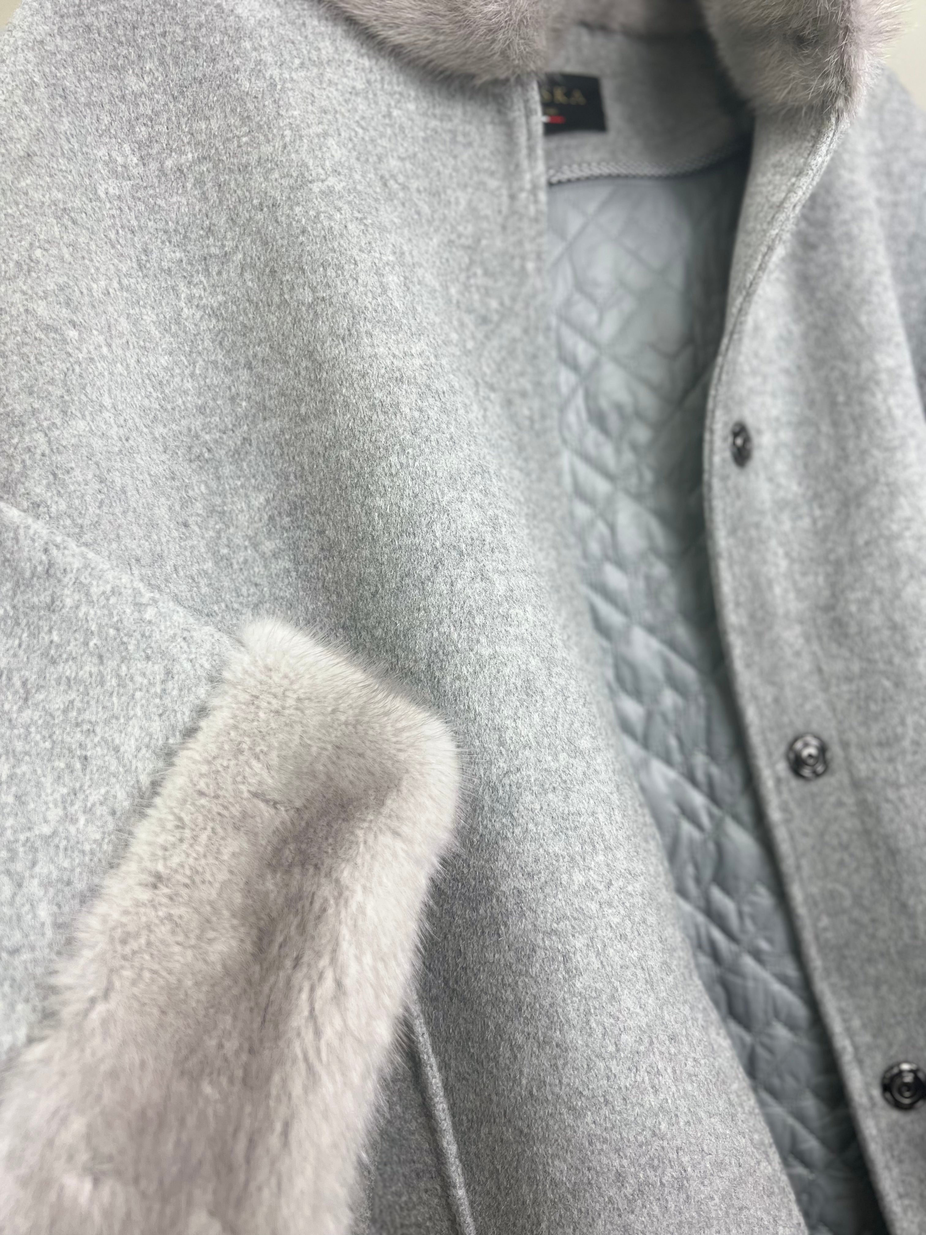 Genuine Scandinavian Mink Fur Virgin Wool Coat