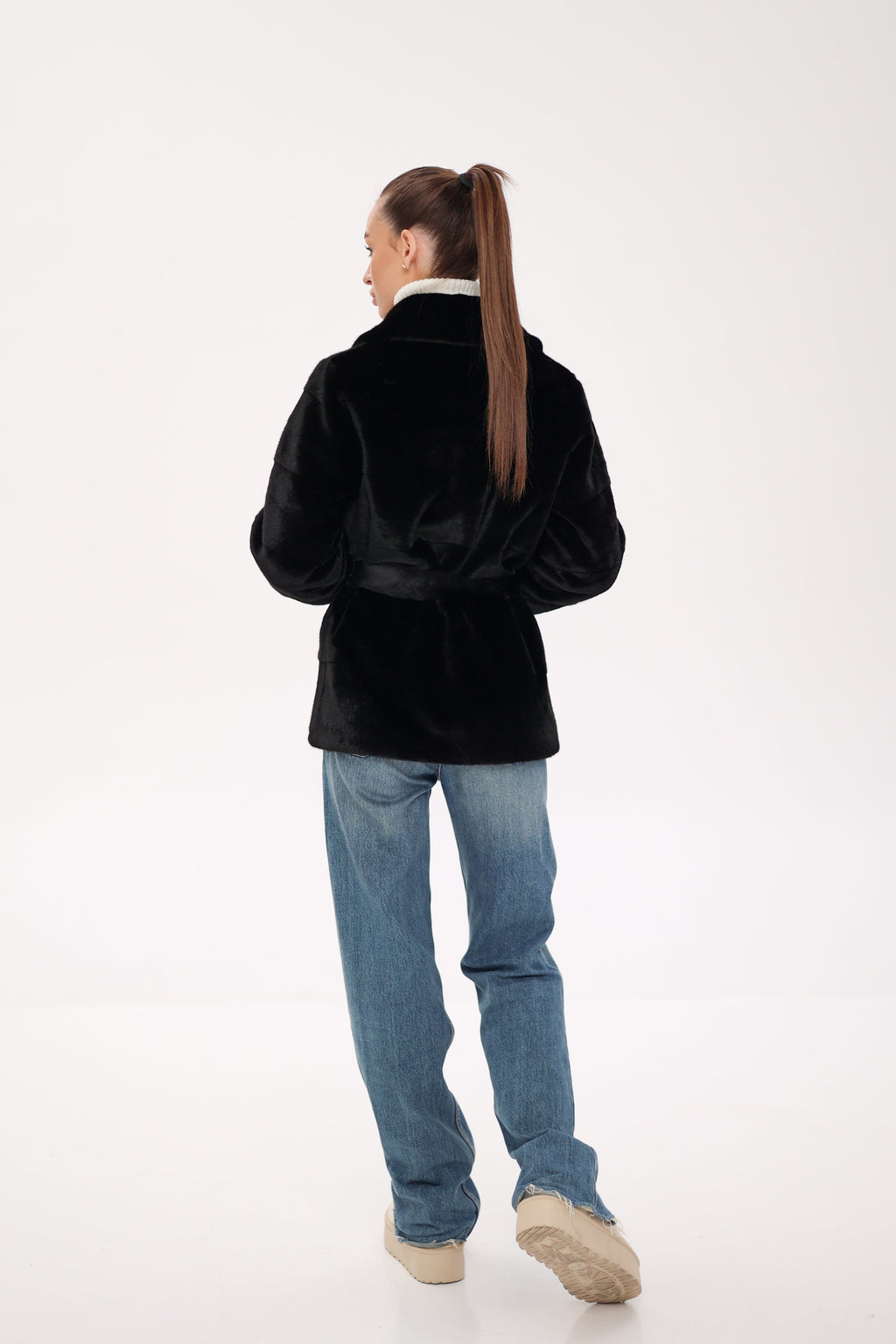 Faux Mink Effect Fur Coat