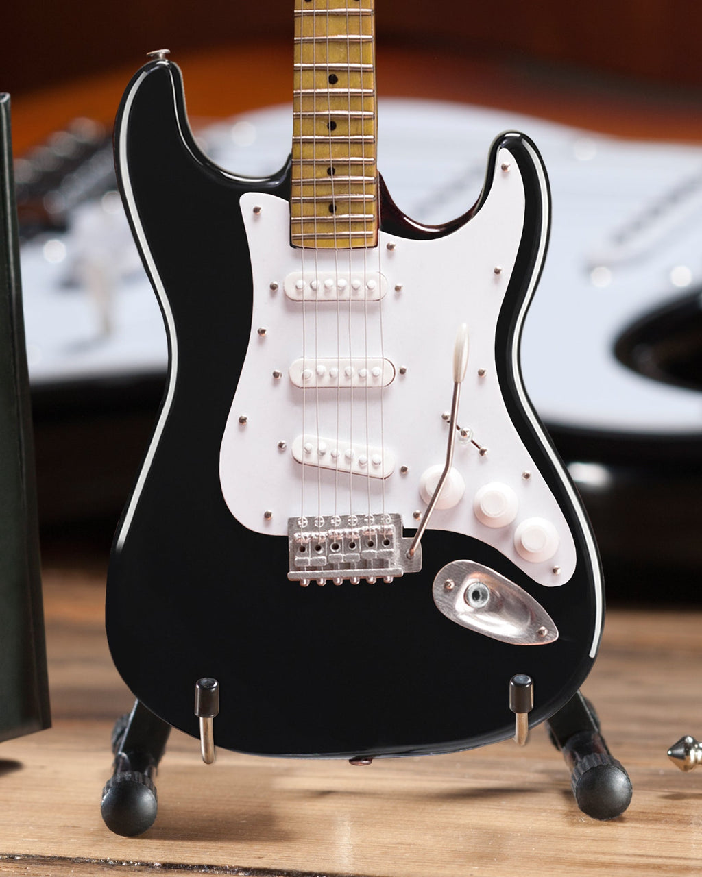 Fender™ Strat™ Classic Black Miniature Guitar Replica - Officially Licensed