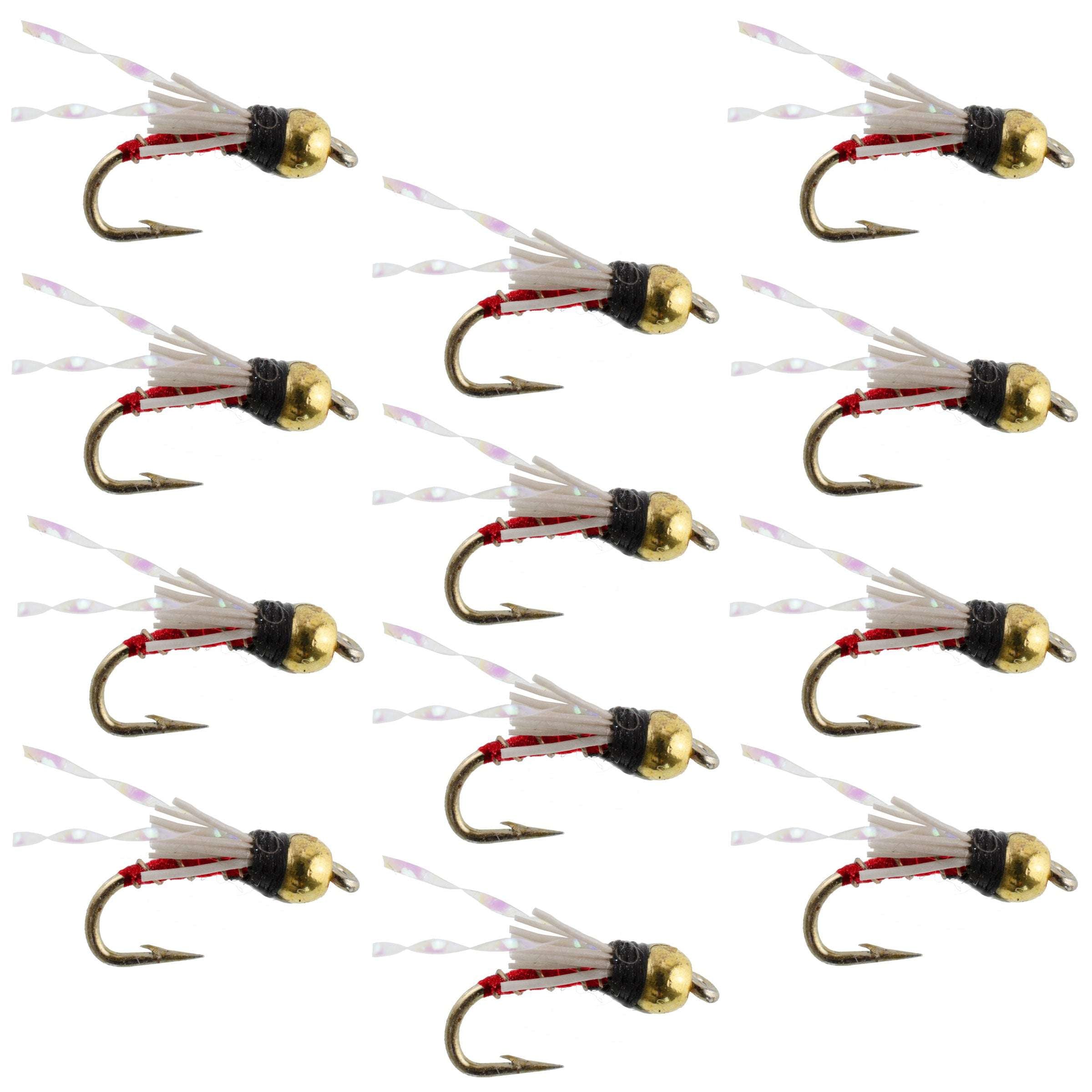 Beadhead Red 3 Dollar Dip Serendipity Wet Fly Fishing Flies - 1 Dozen Flies Hook Size 18