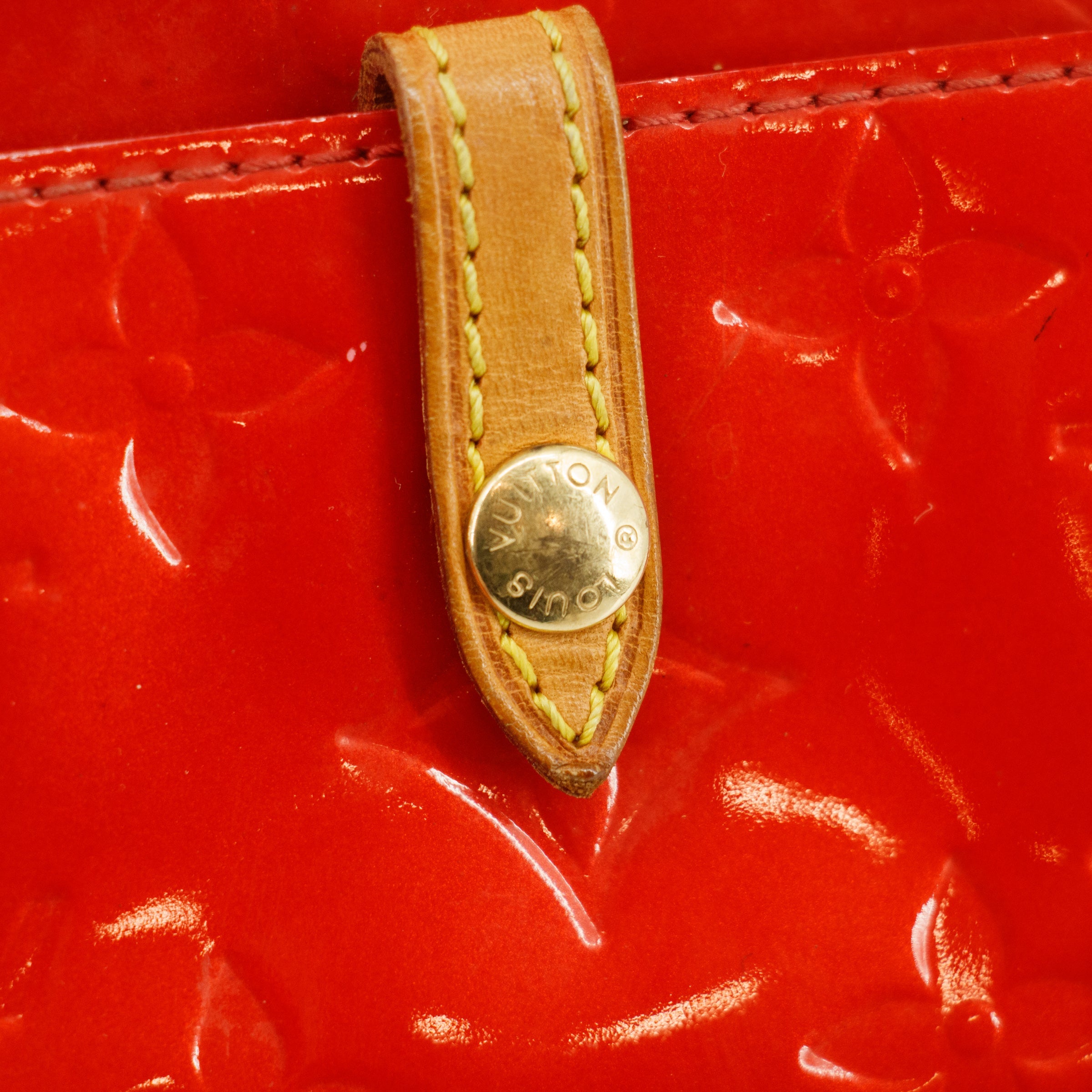 Louis Vuitton Monogram Vernis Mallory Square Pouch Red Rouge  #3057