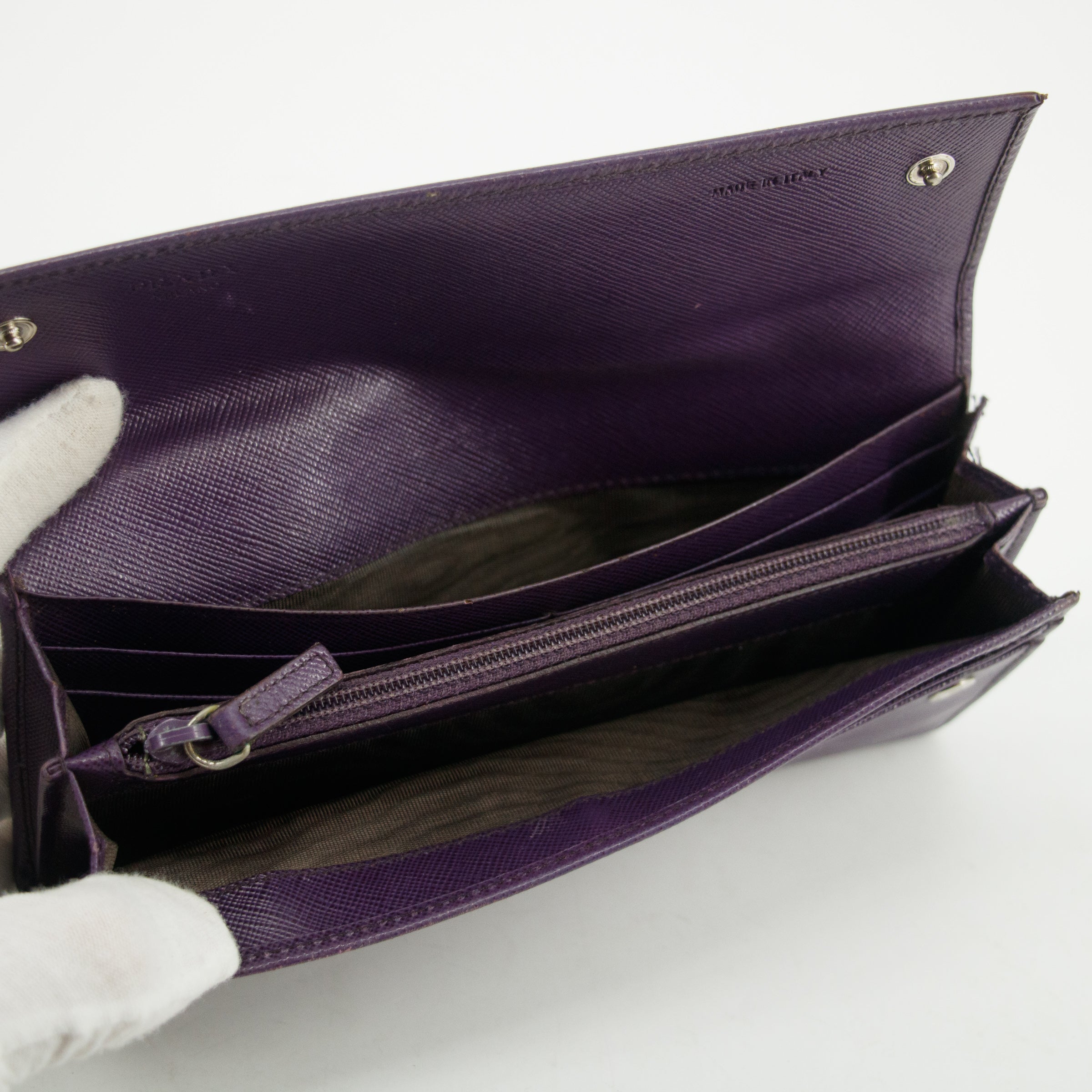 Prada Saffiano Leather Purple Long Wallet  #3082