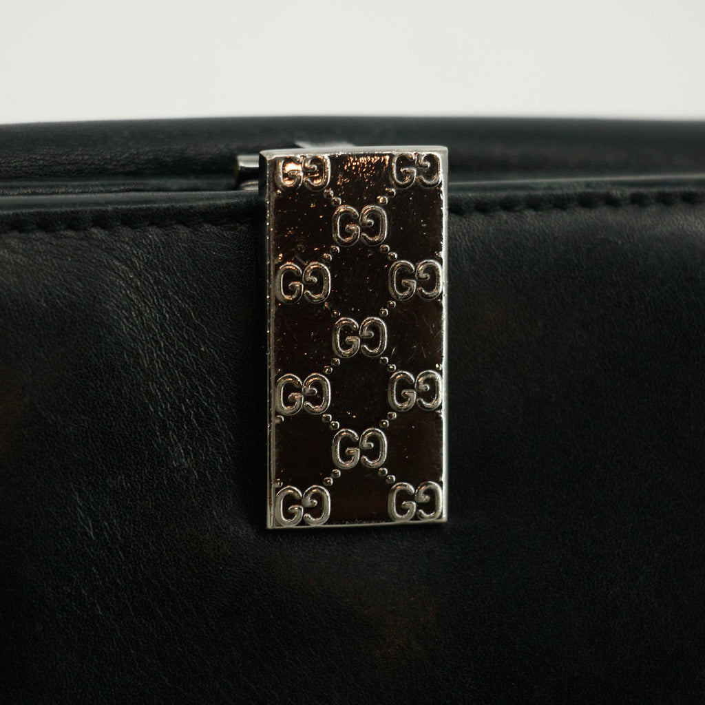 Gucci Black Leather Bifold Wallet w/ Silver Hardware #3398