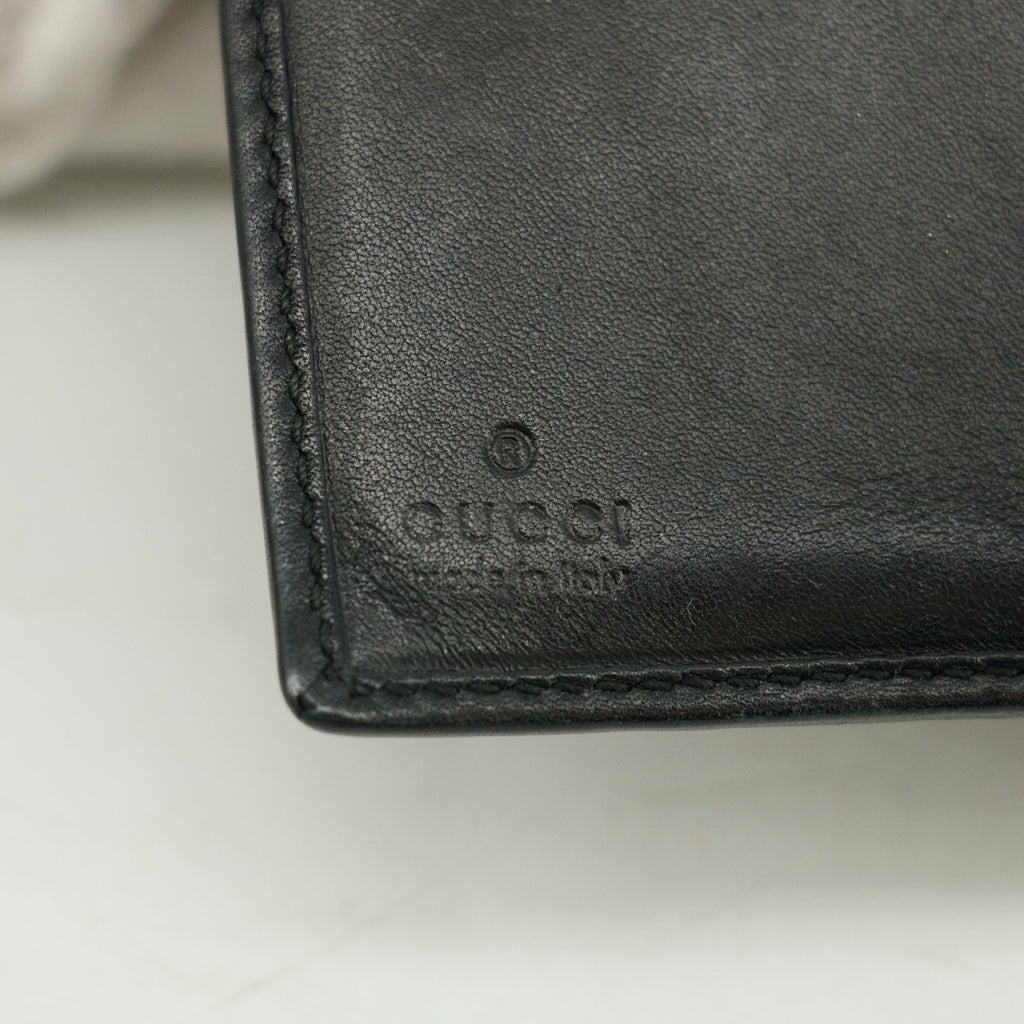 Gucci Black Leather Bifold Wallet w/ Silver Hardware #3398