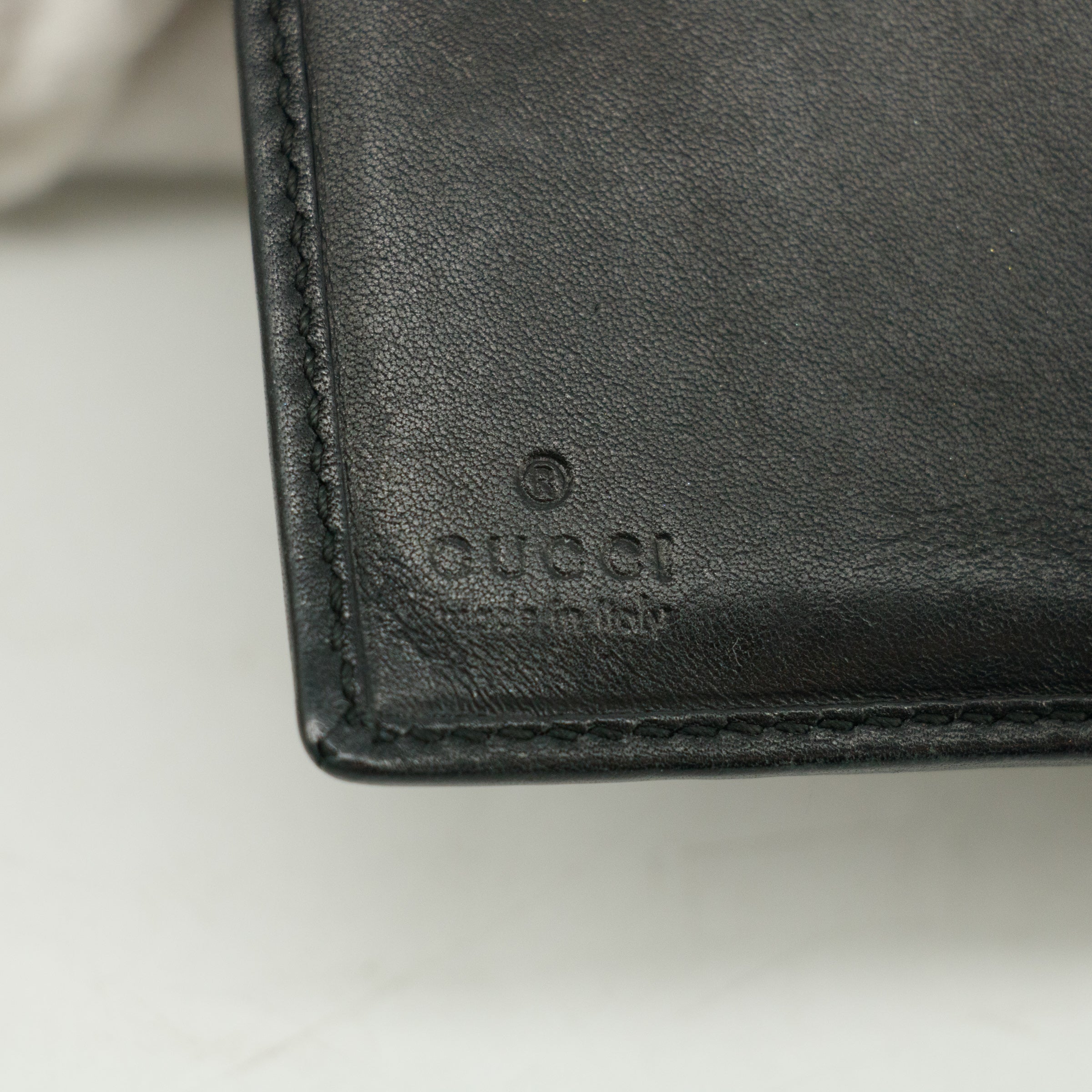 Gucci Black Leather Bifold Wallet w/ Silver Hardware #3398