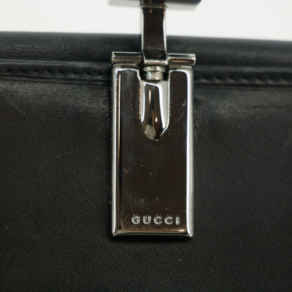 Gucci Black Leather Bifold Wallet w/ Silver Hardware #3398