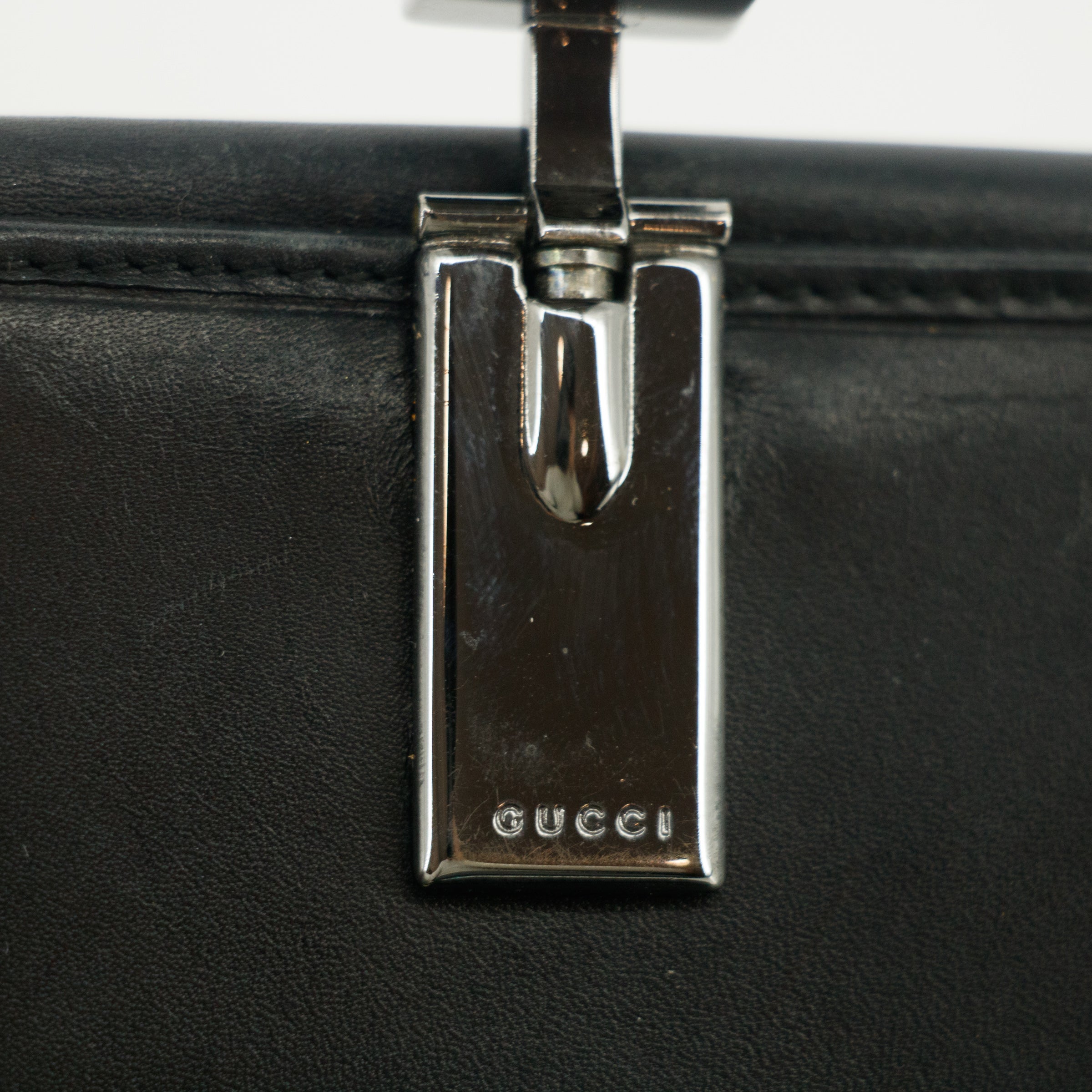 Gucci Black Leather Bifold Wallet w/ Silver Hardware #3398